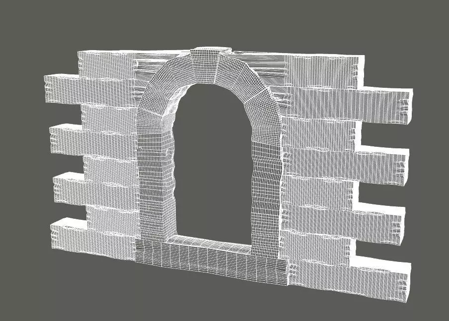 Arched stone window with blocks Free 3D model_0