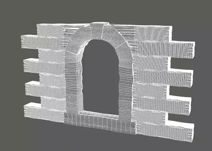 Arched stone window with blocks