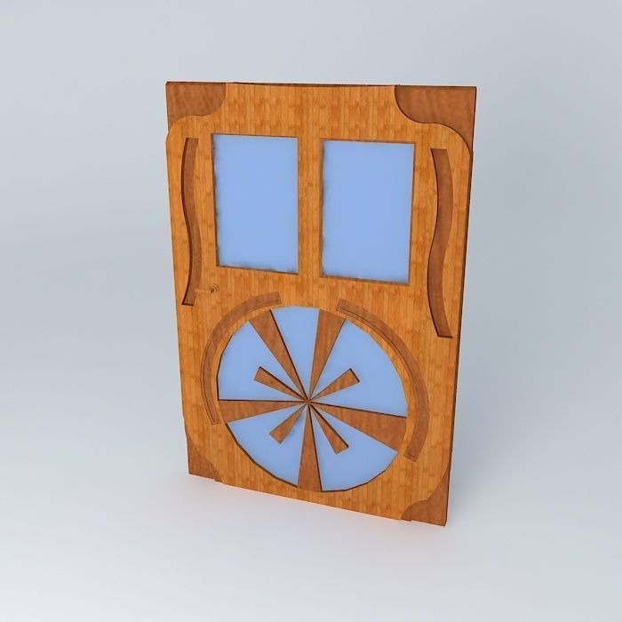 cool door design with windows Free 3D model_1