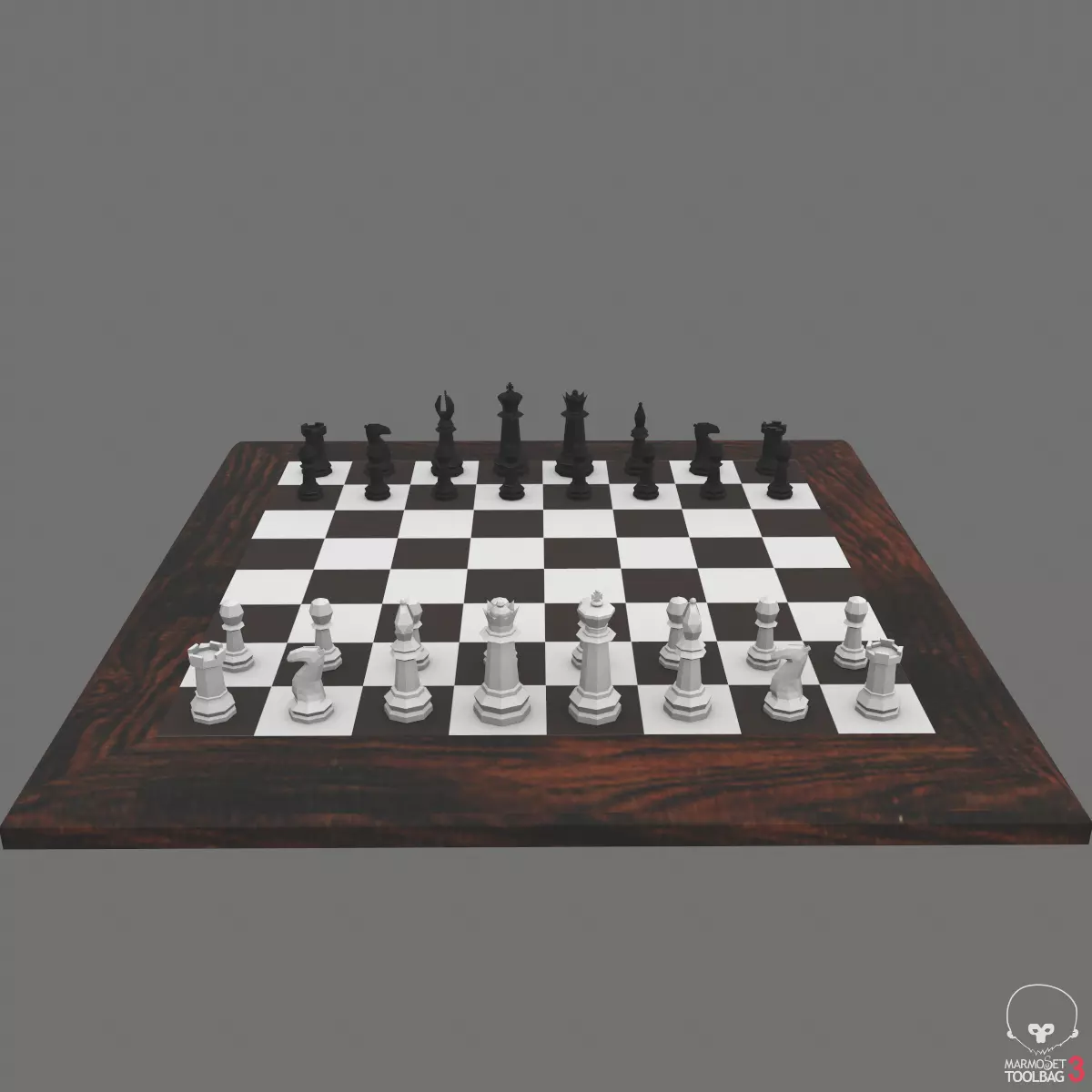 Chess Set Game-Ready board Low-poly 3D model_0