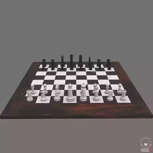 Chess Set Game-Ready board Low-poly 3D model