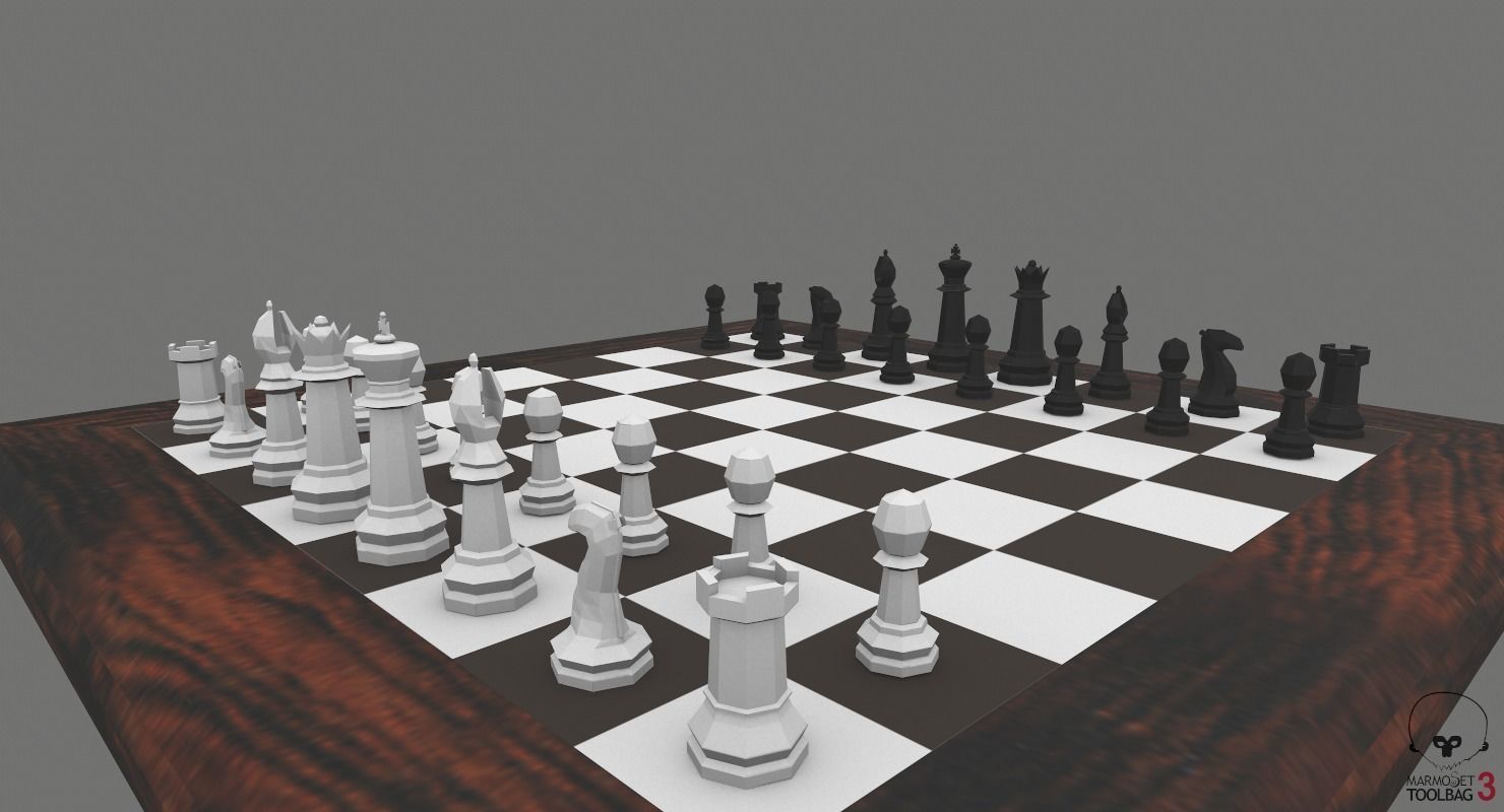 Chess Set Game-Ready board Low-poly 3D model_3