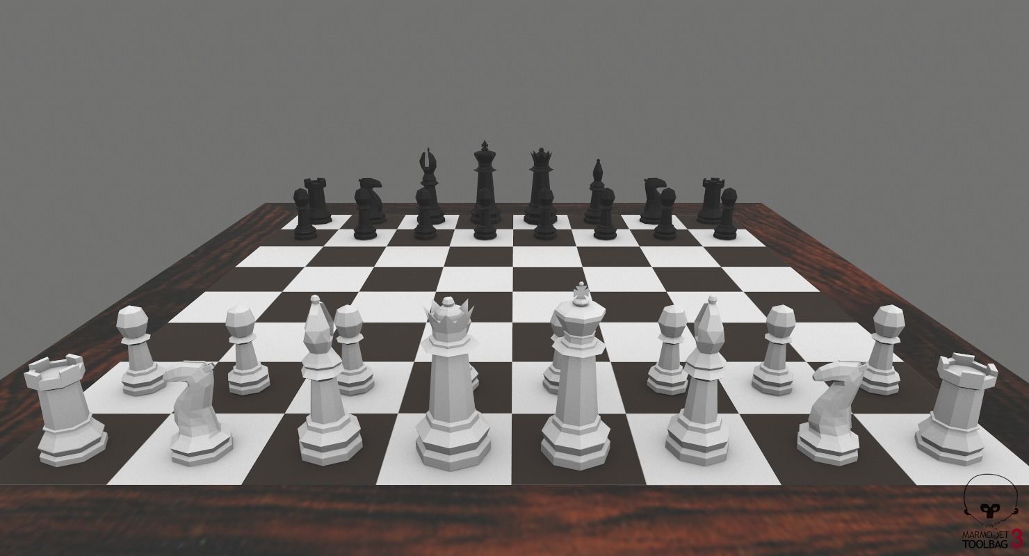Chess Set Game-Ready board Low-poly 3D model_2