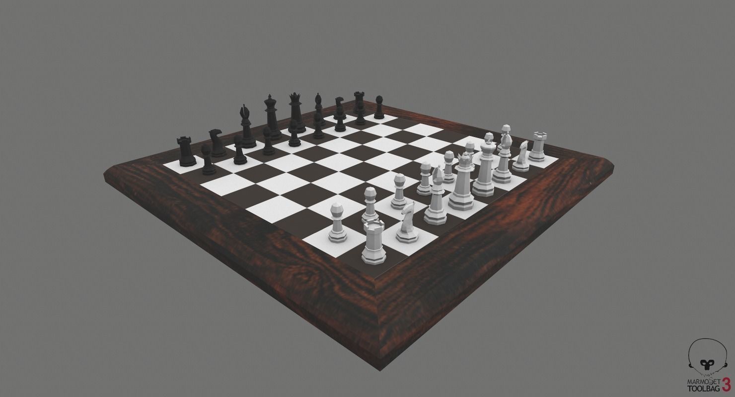 Chess Set Game-Ready board Low-poly 3D model_6