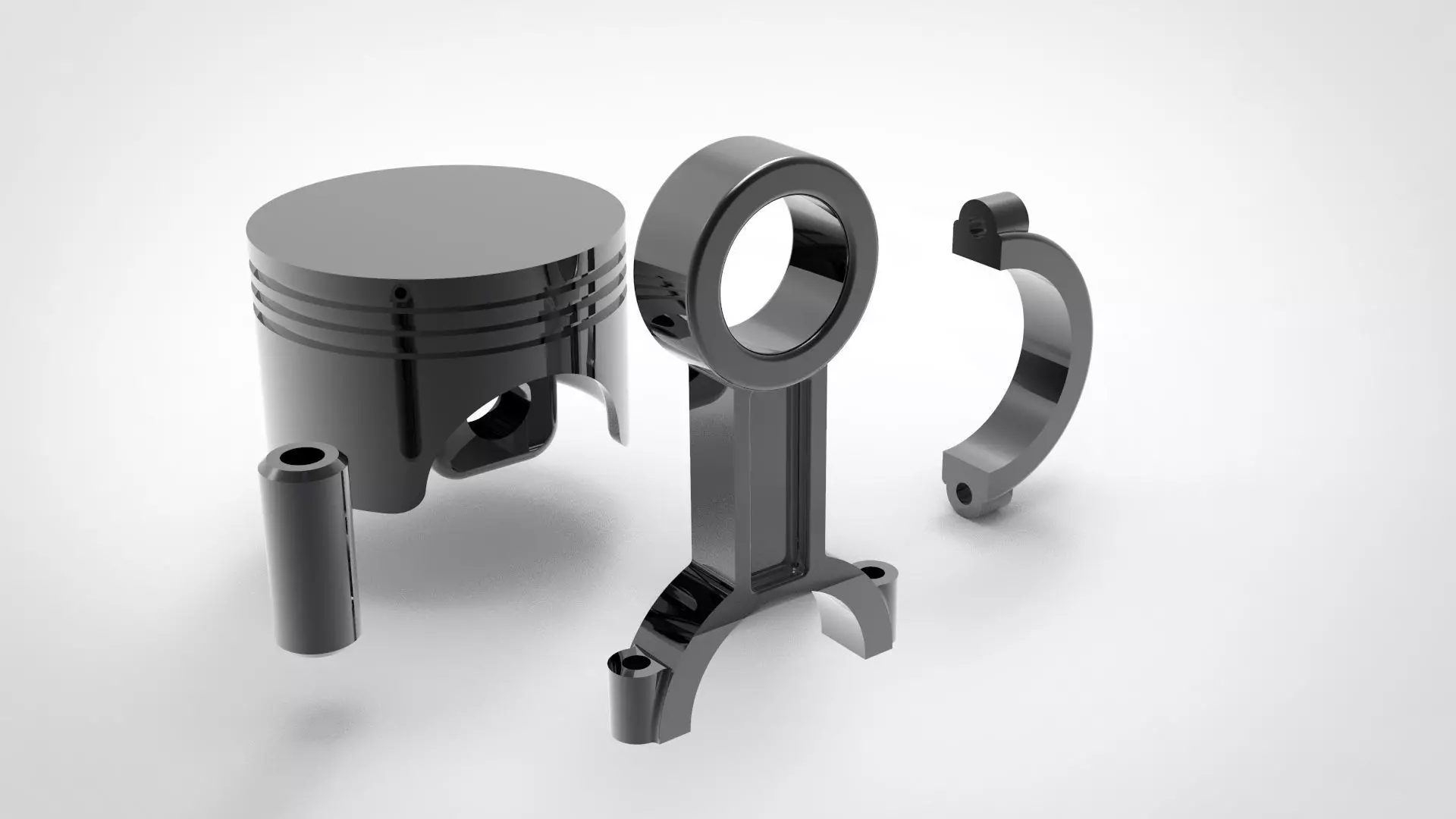 Diesel Engine Piston with all Parts 3D model_0