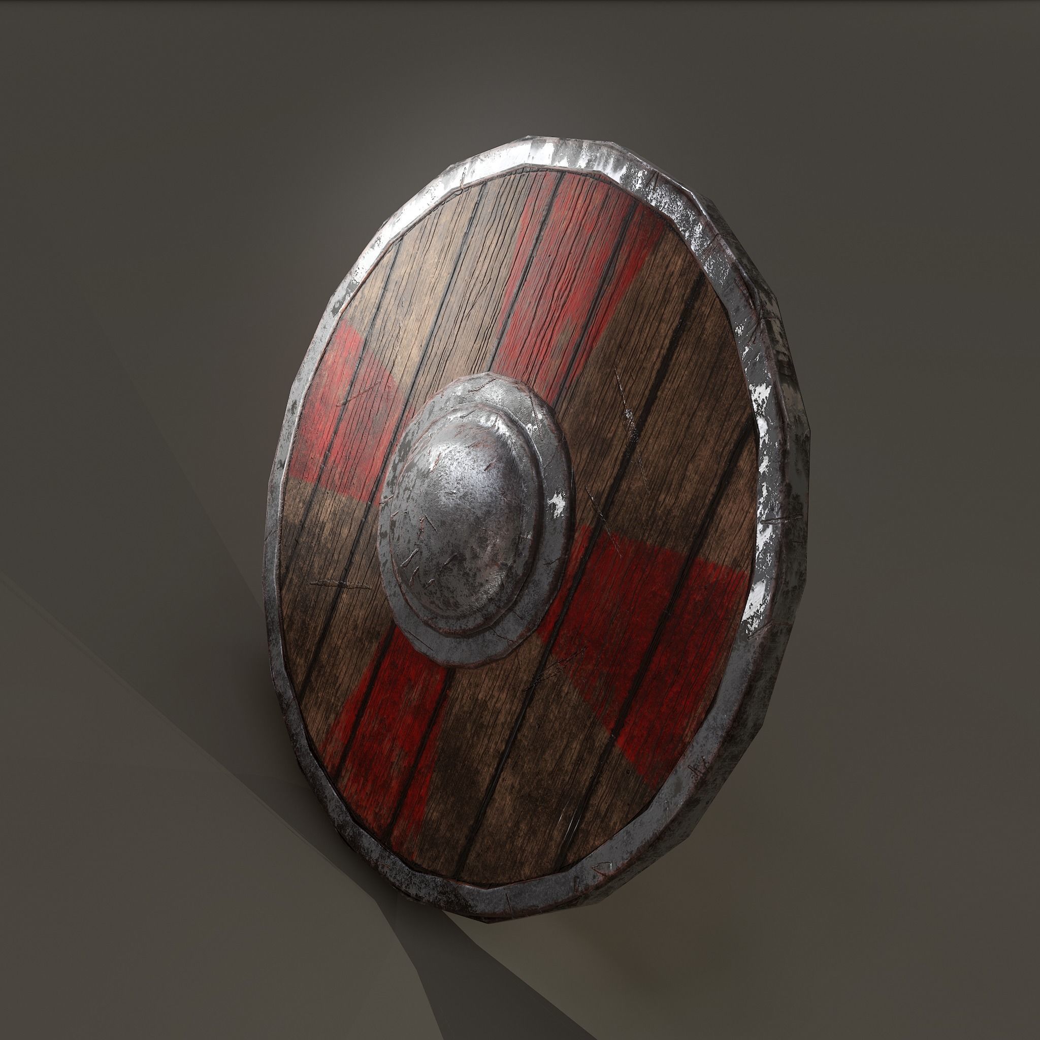 Wooden Shield Low-poly 3D model_3
