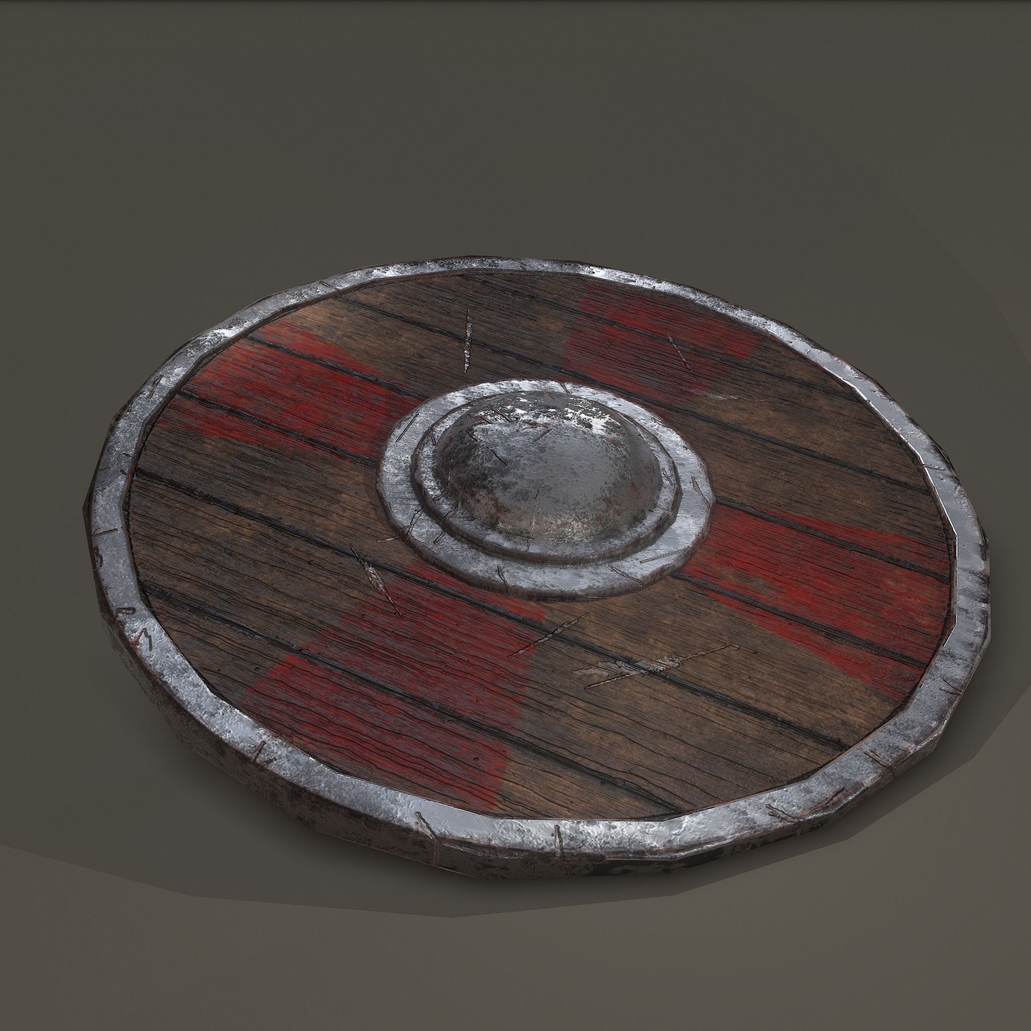 Wooden Shield Low-poly 3D model_8