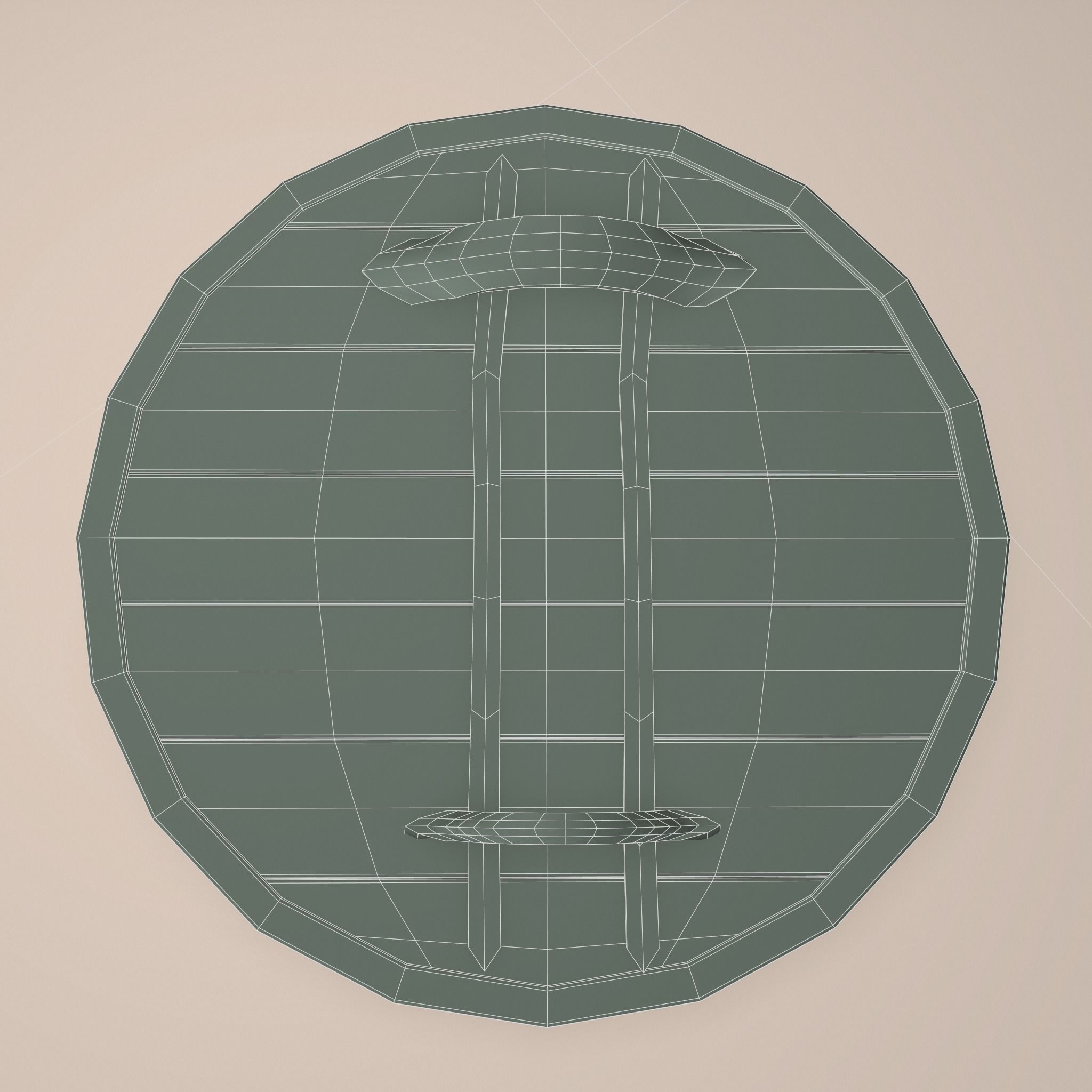 Wooden Shield Low-poly 3D model_12