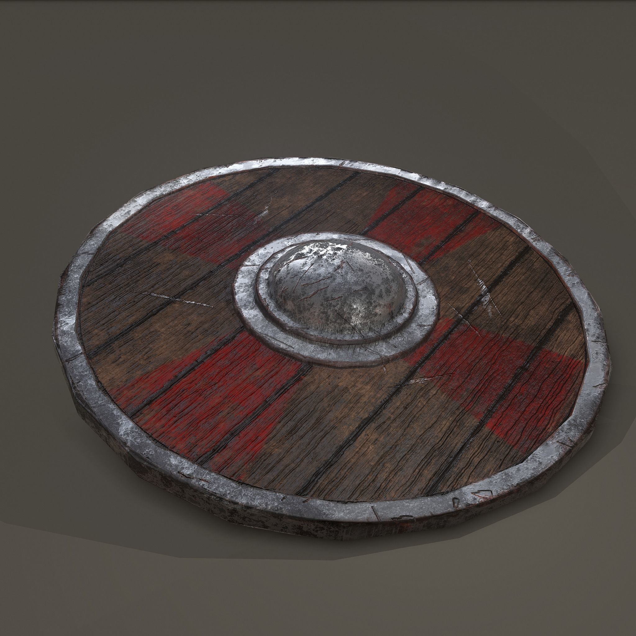 Wooden Shield Low-poly 3D model_7
