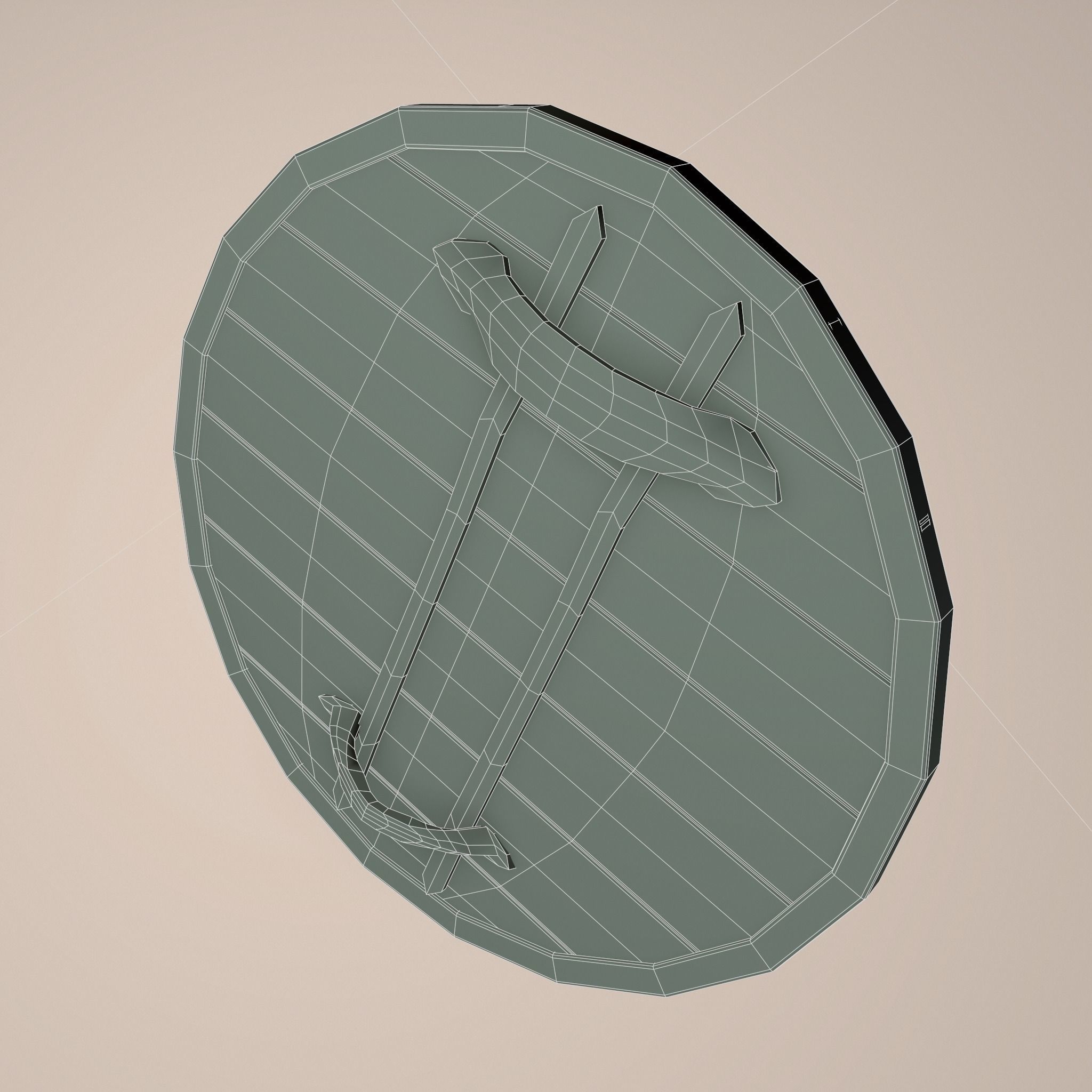Wooden Shield Low-poly 3D model_14
