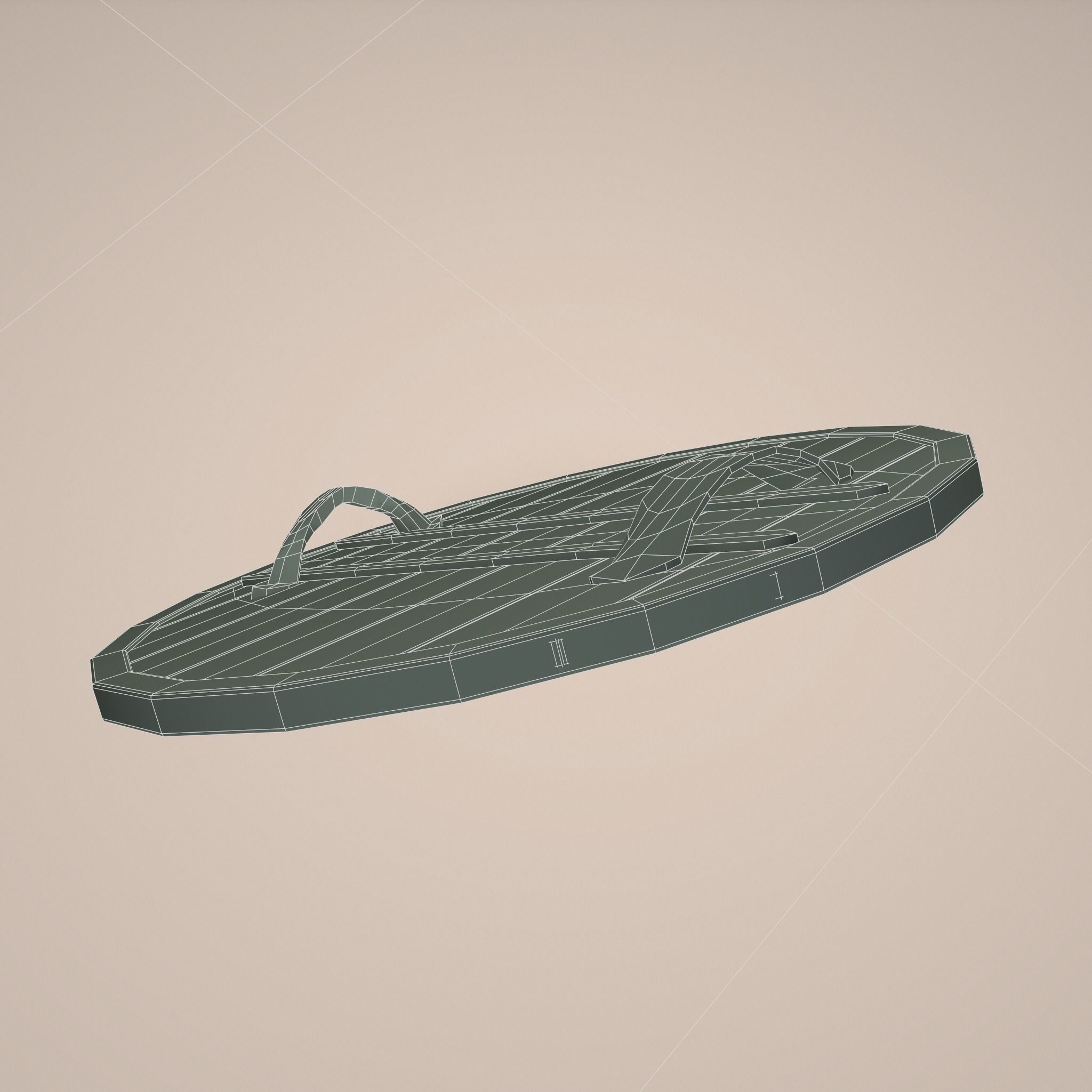Wooden Shield Low-poly 3D model_16