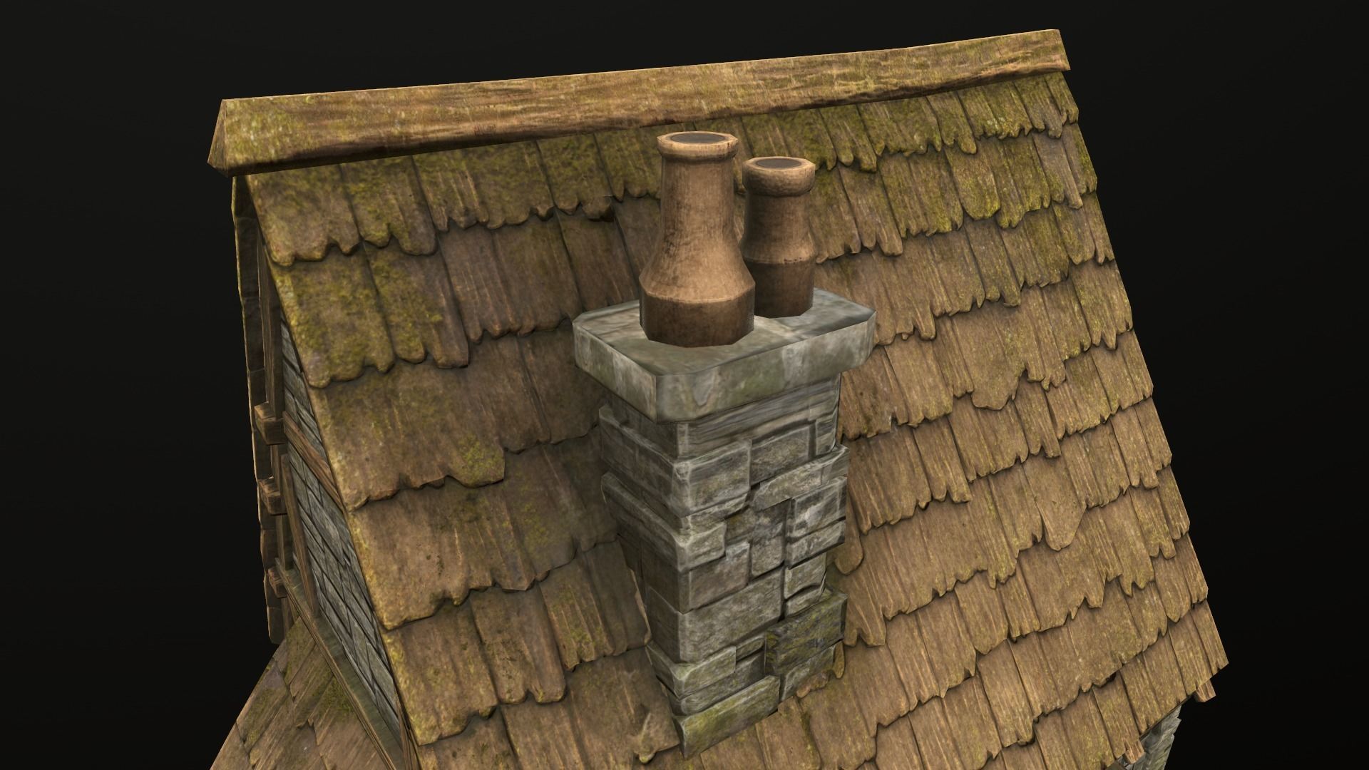 House wooden with roof Low-poly 3D model_22