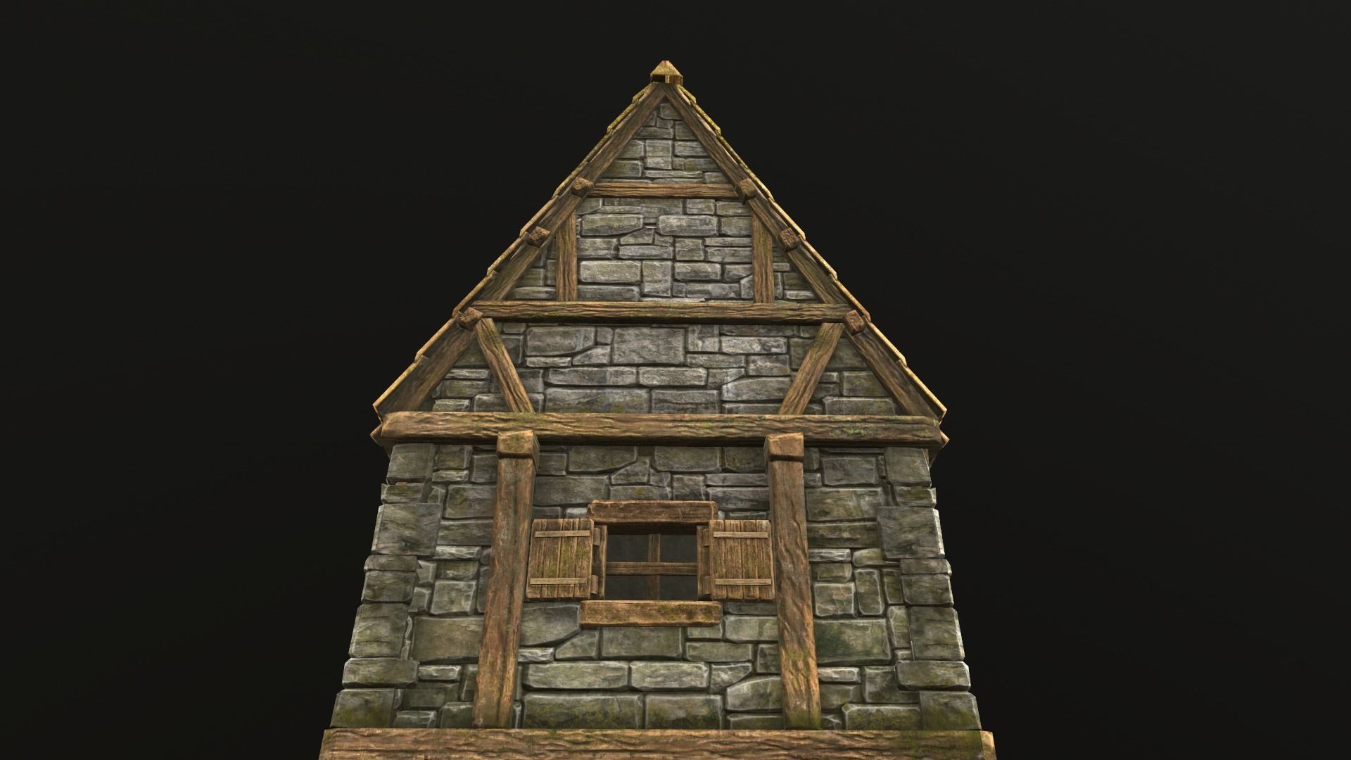 House wooden with roof Low-poly 3D model_30