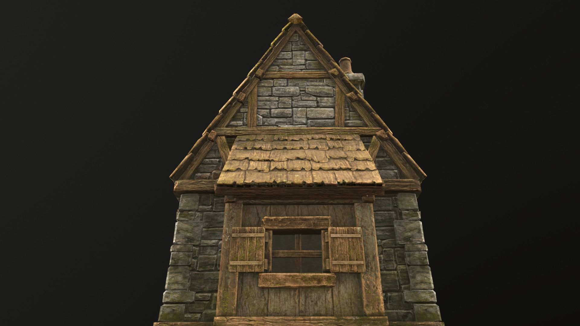 House wooden with roof Low-poly 3D model_28