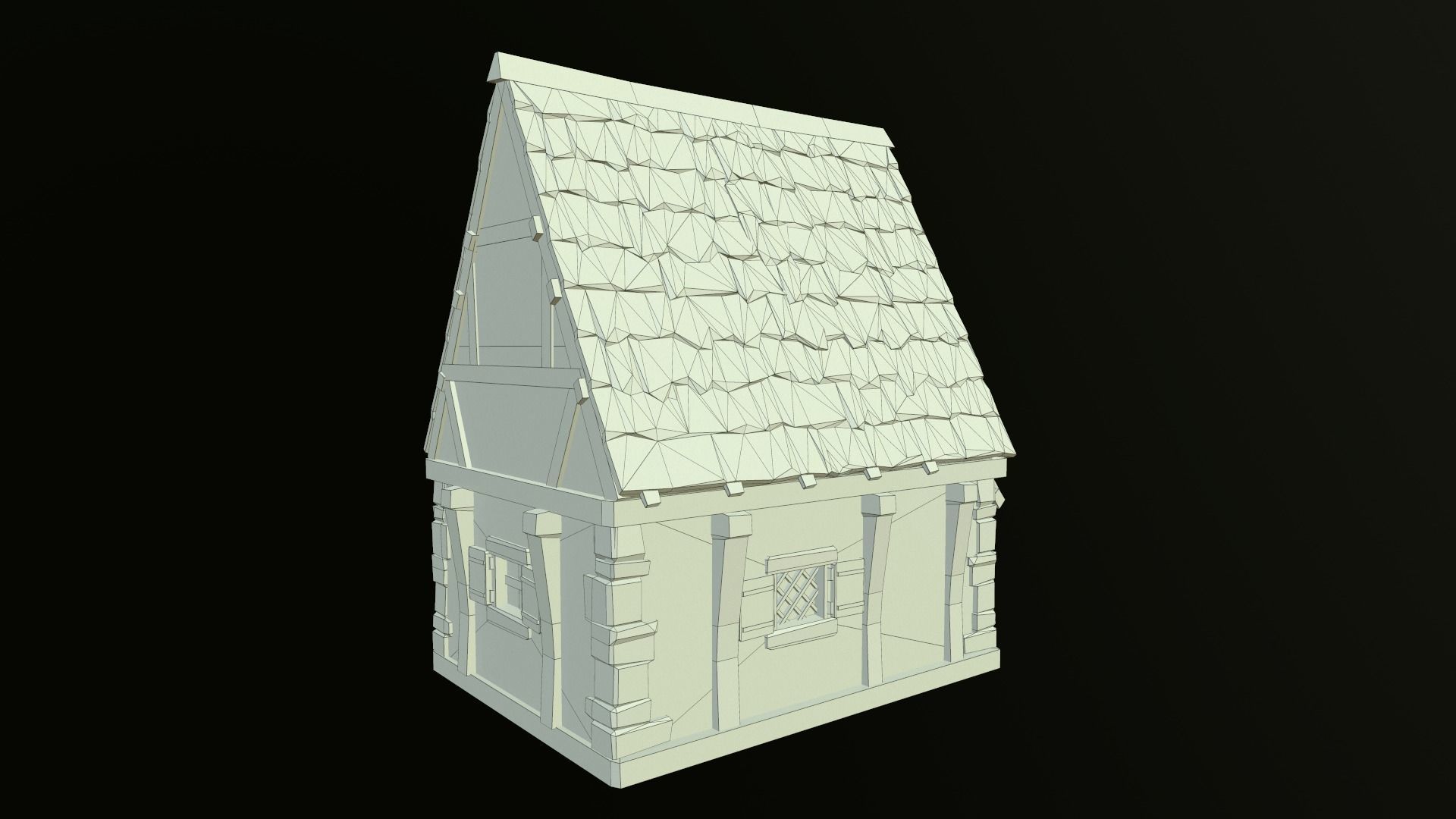 House wooden with roof Low-poly 3D model_33