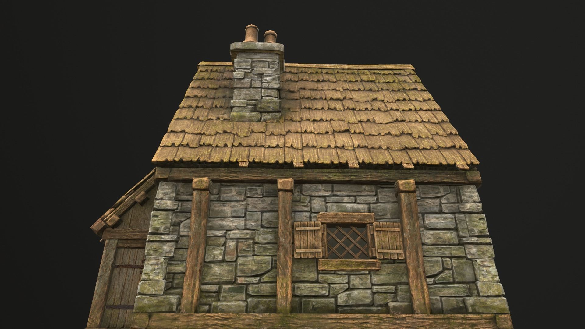 House wooden with roof Low-poly 3D model_27