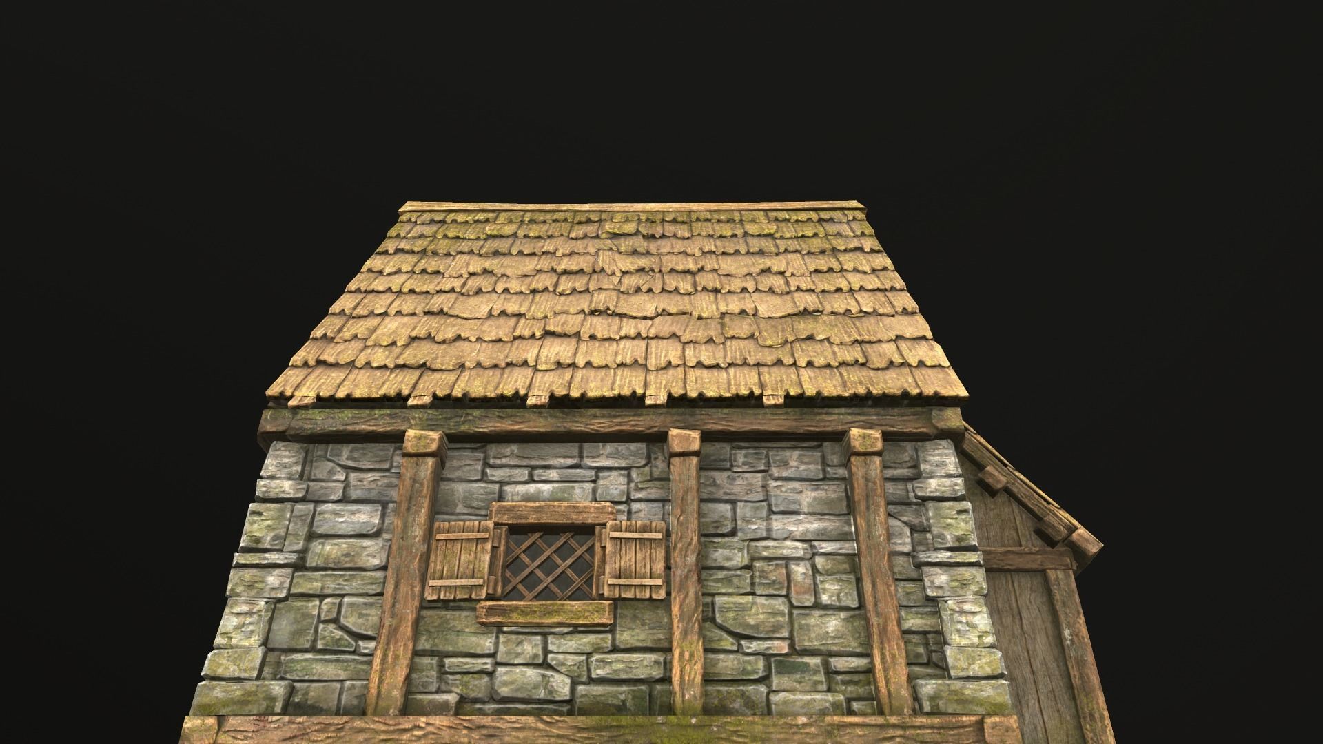 House wooden with roof Low-poly 3D model_29
