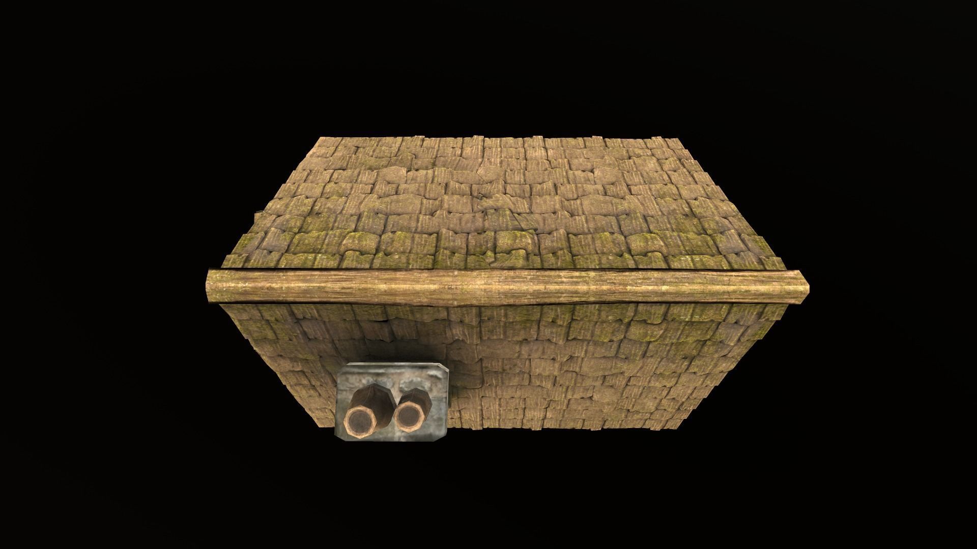 House wooden with roof Low-poly 3D model_21