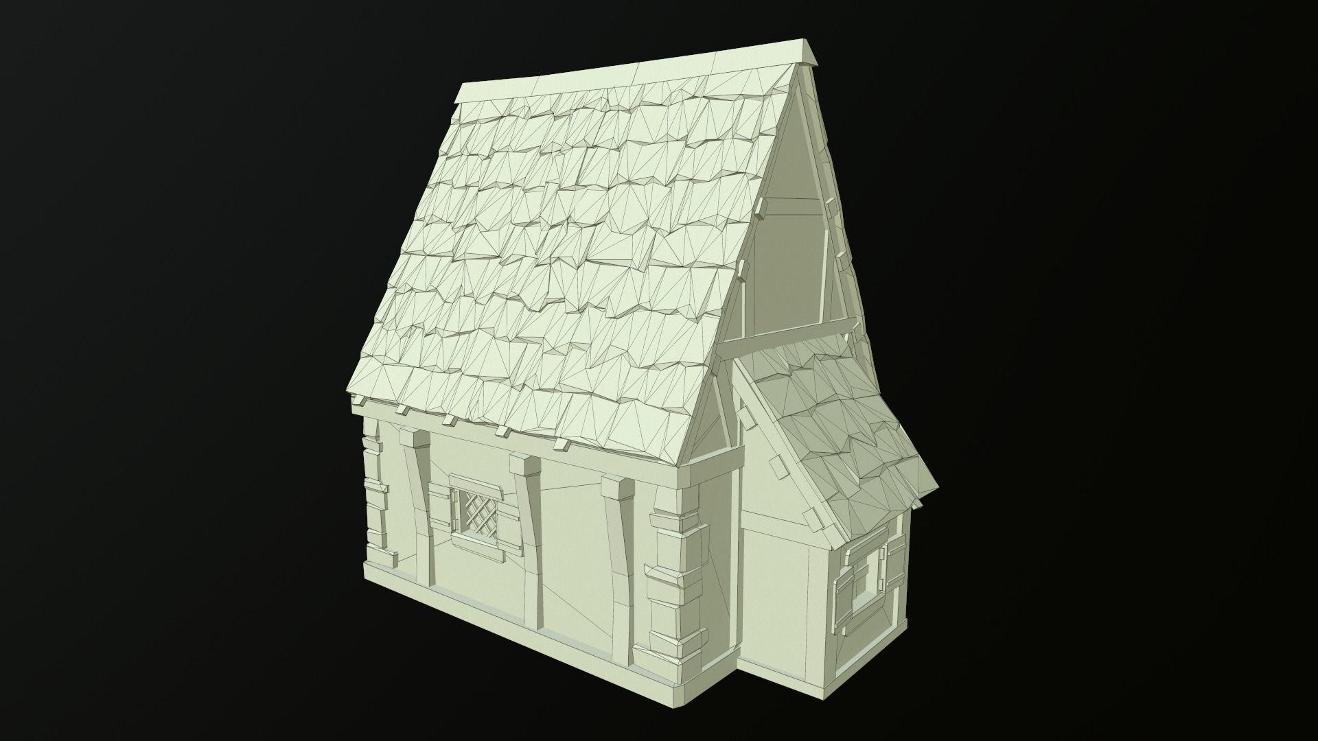 House wooden with roof Low-poly 3D model_34