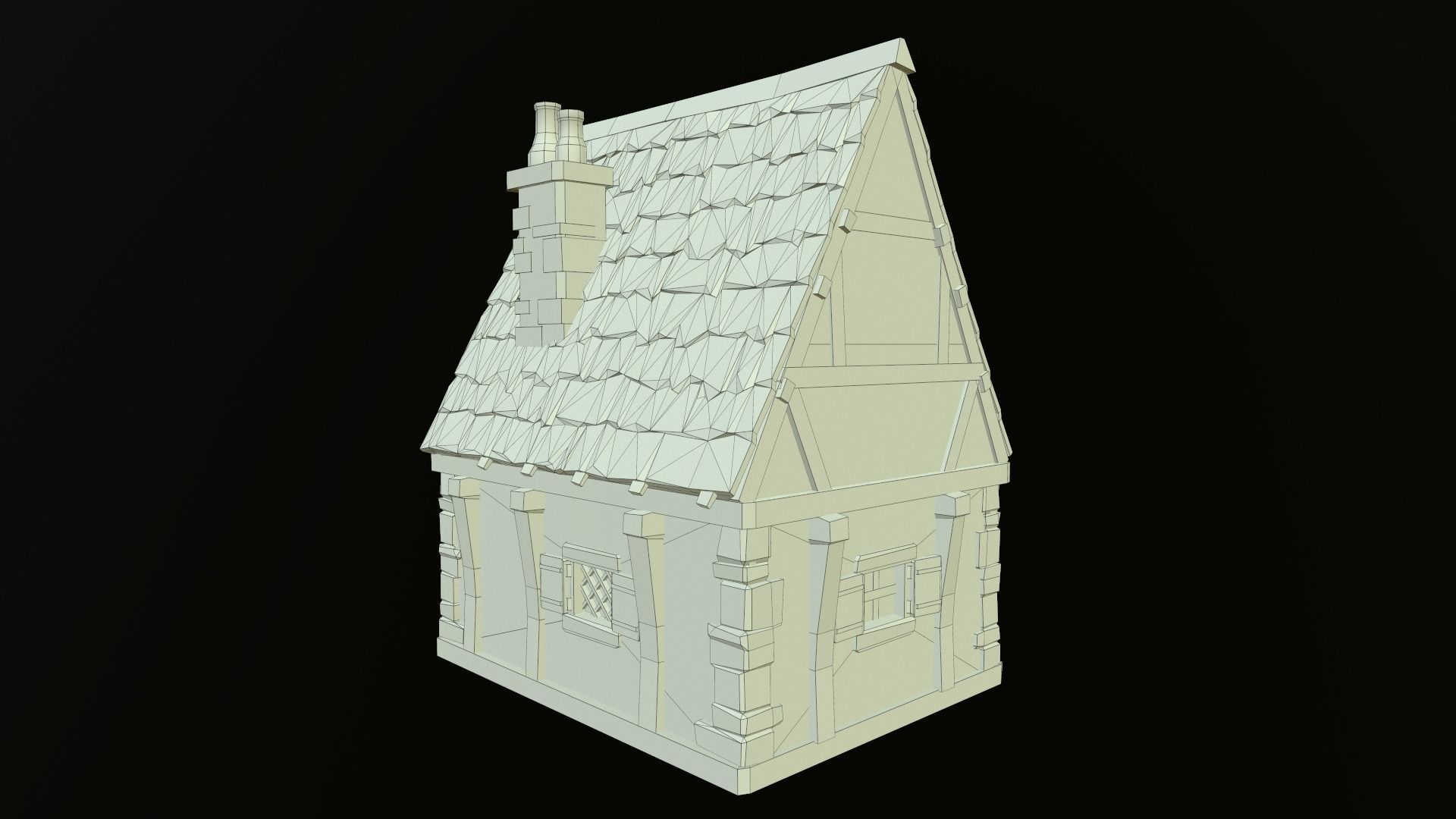 House wooden with roof Low-poly 3D model_35