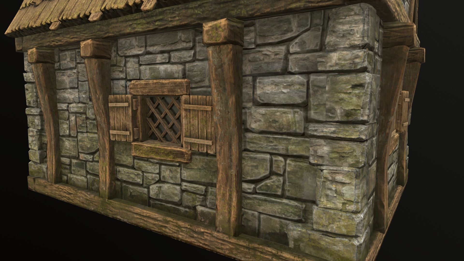 House wooden with roof Low-poly 3D model_24