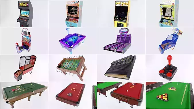 Arcade collection pool table with cues and balls 