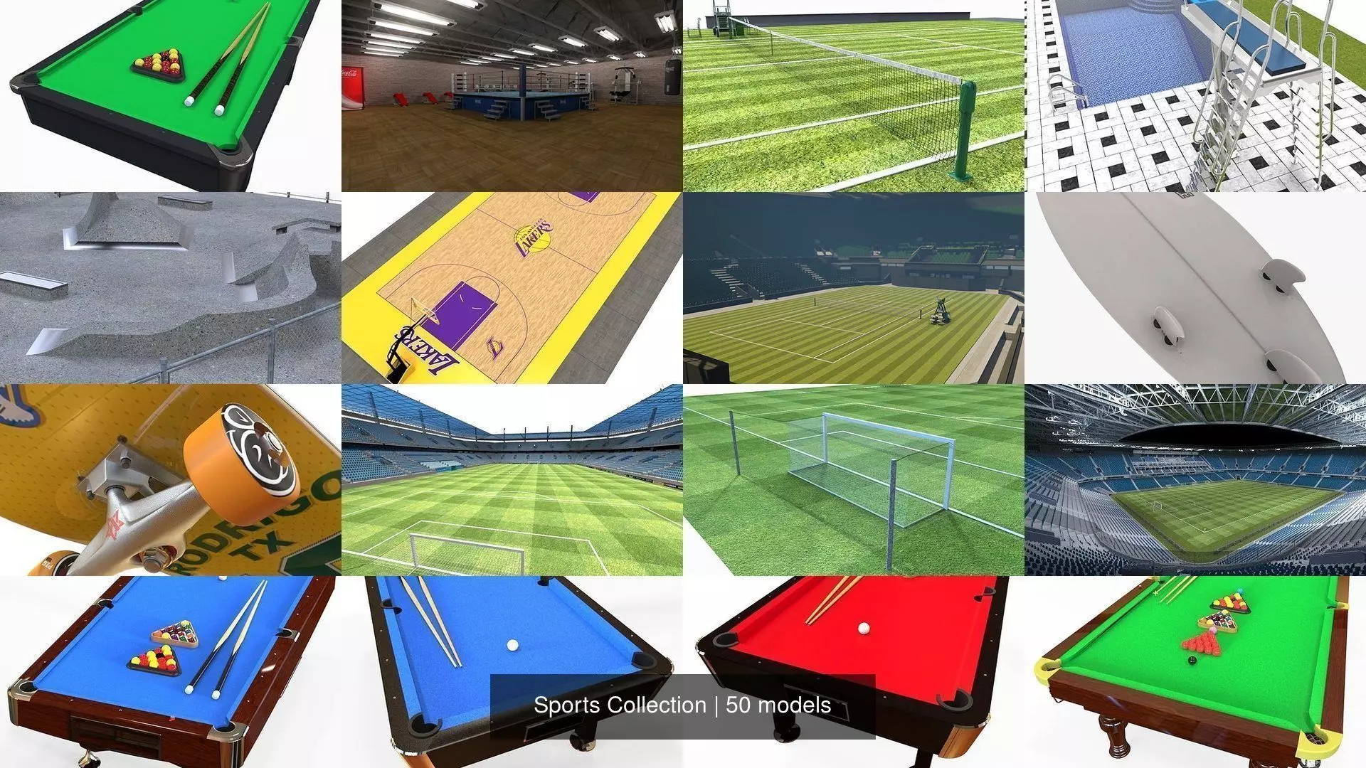 Sports Collection pool table with cues and balls _0