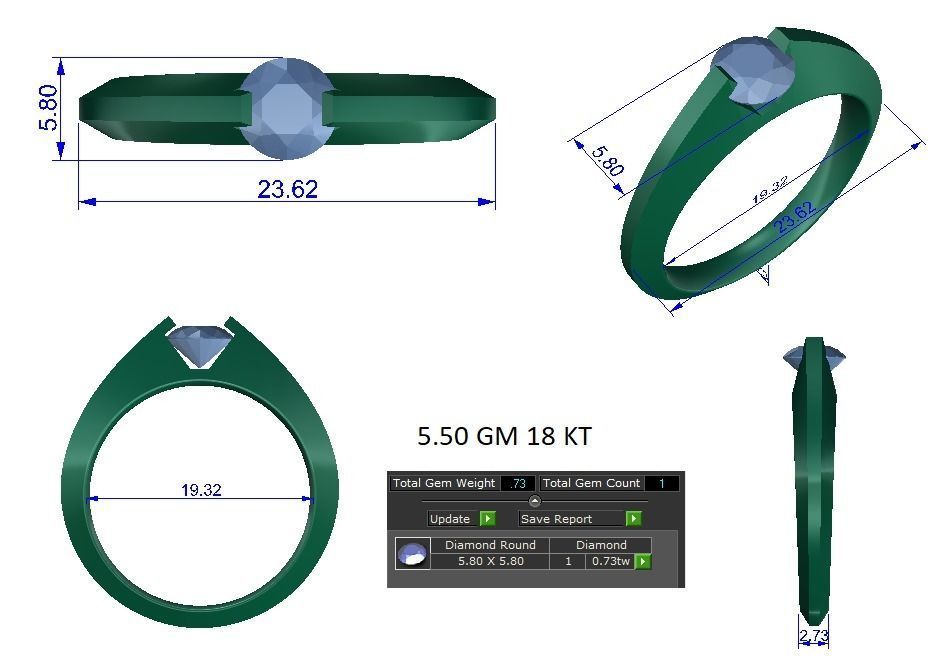 Solitaire ring 3dm stl render detail 3D print model 3D print model_1