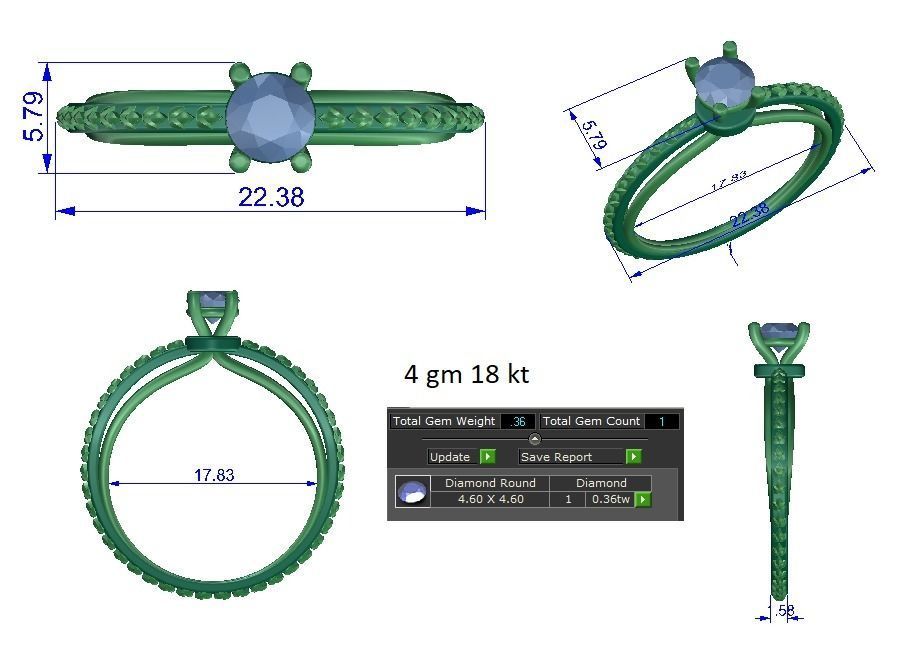 Solitaire ring 3dm stl render detail 3D print model 3D print model_1