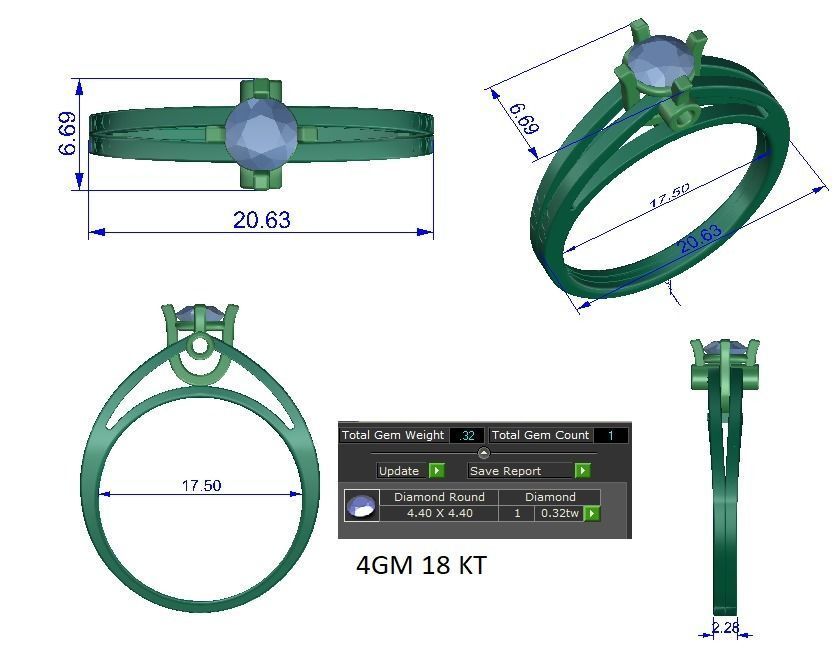 Solitaire ring 3dm stl render detail 3D print model 3D print model_1