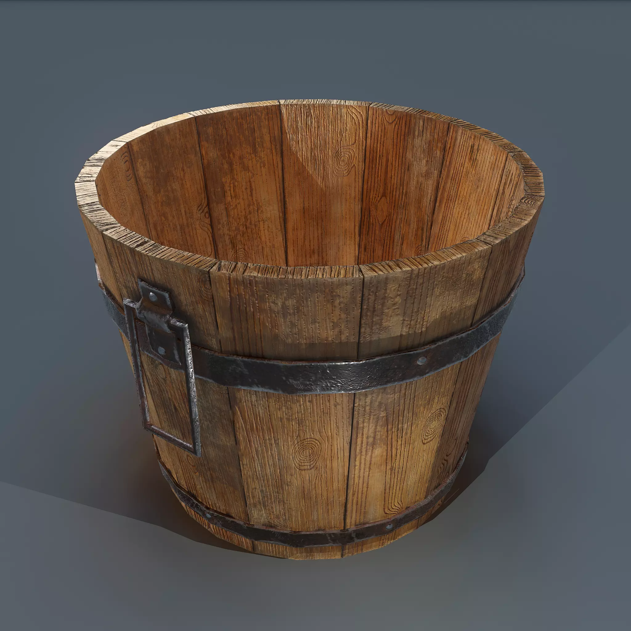 Bucket Wooden Low-poly 3D model