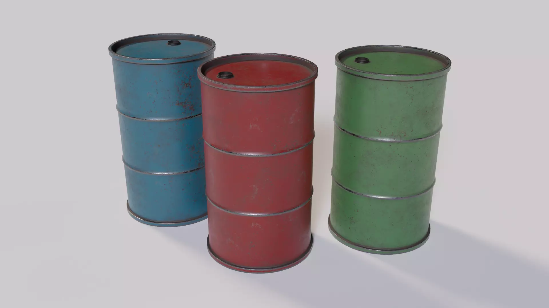 Game Ready Industrial Barrel Pack PBR Low-poly 3D model_0