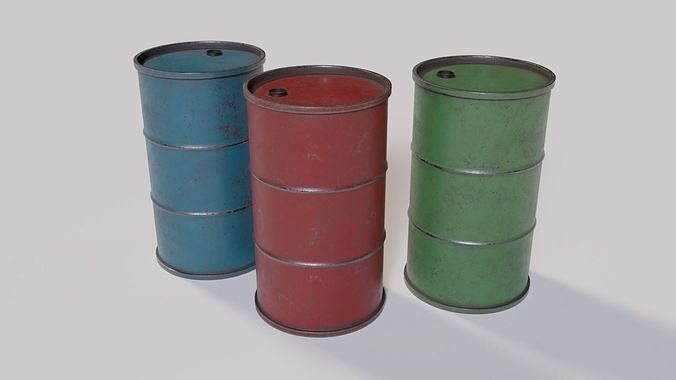 Game Ready Industrial Barrel Pack PBR Low-poly 3D model