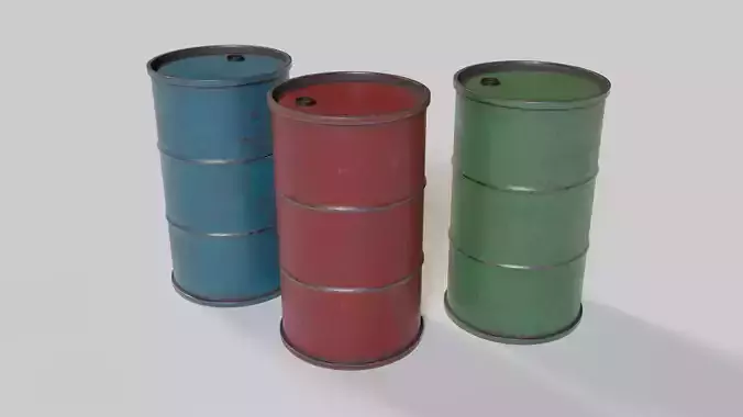 Game Ready Industrial Barrel Pack PBR Low-poly 3D model