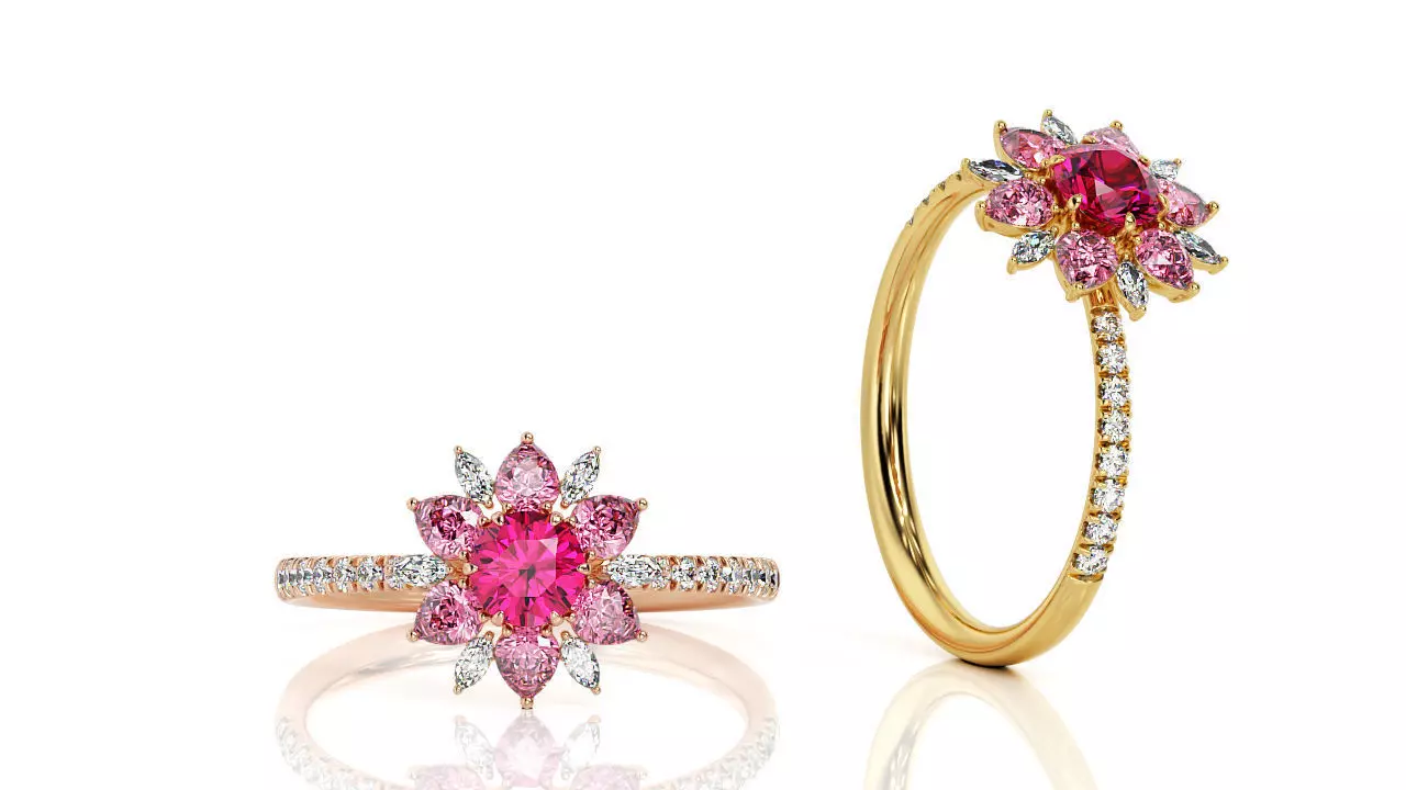 Flower Ring R 0108 3D print model_0