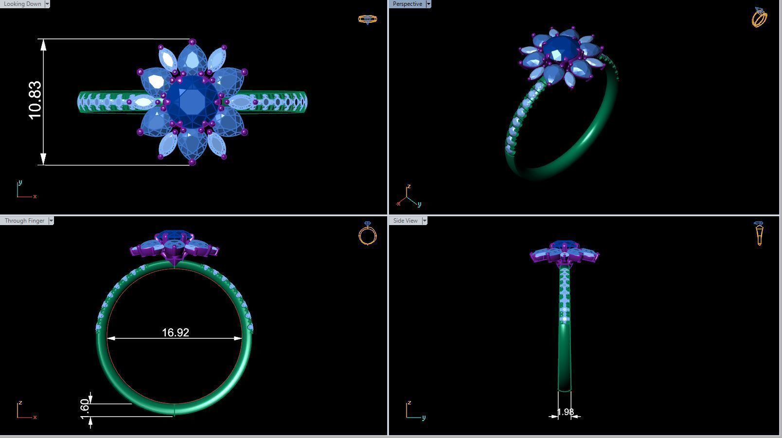 Flower Ring R 0108 3D print model_7