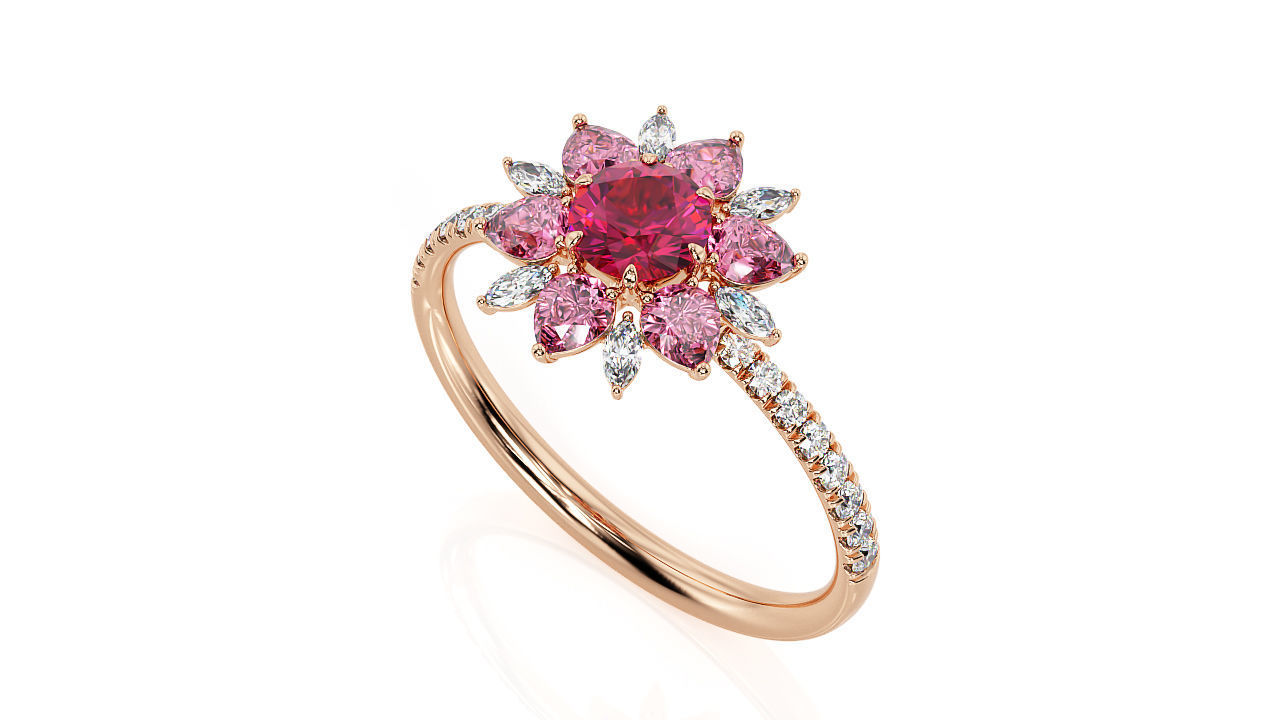 Flower Ring R 0108 3D print model_2