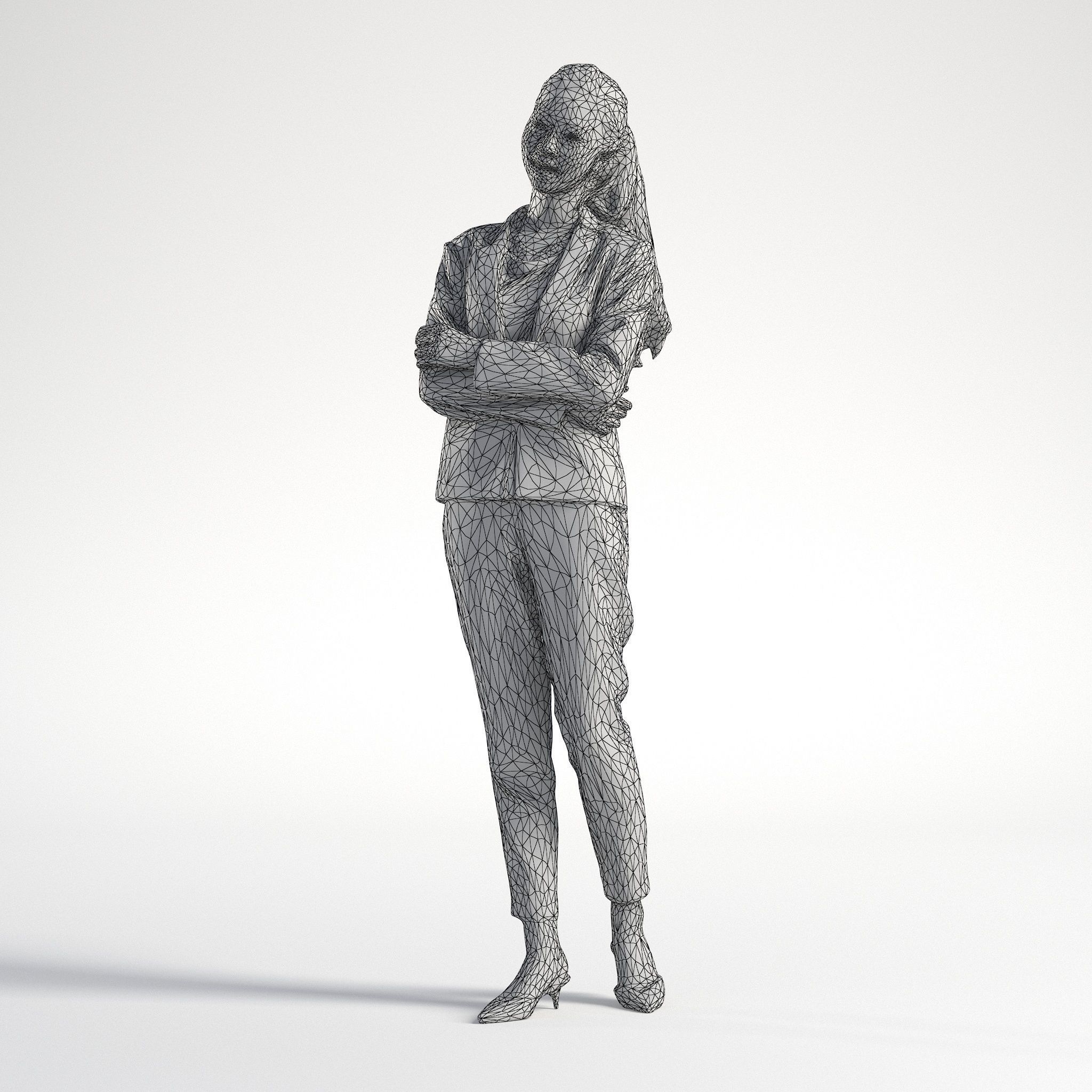 Woman Asian Business Suit Standing Low poly Emily 003 3D model_9