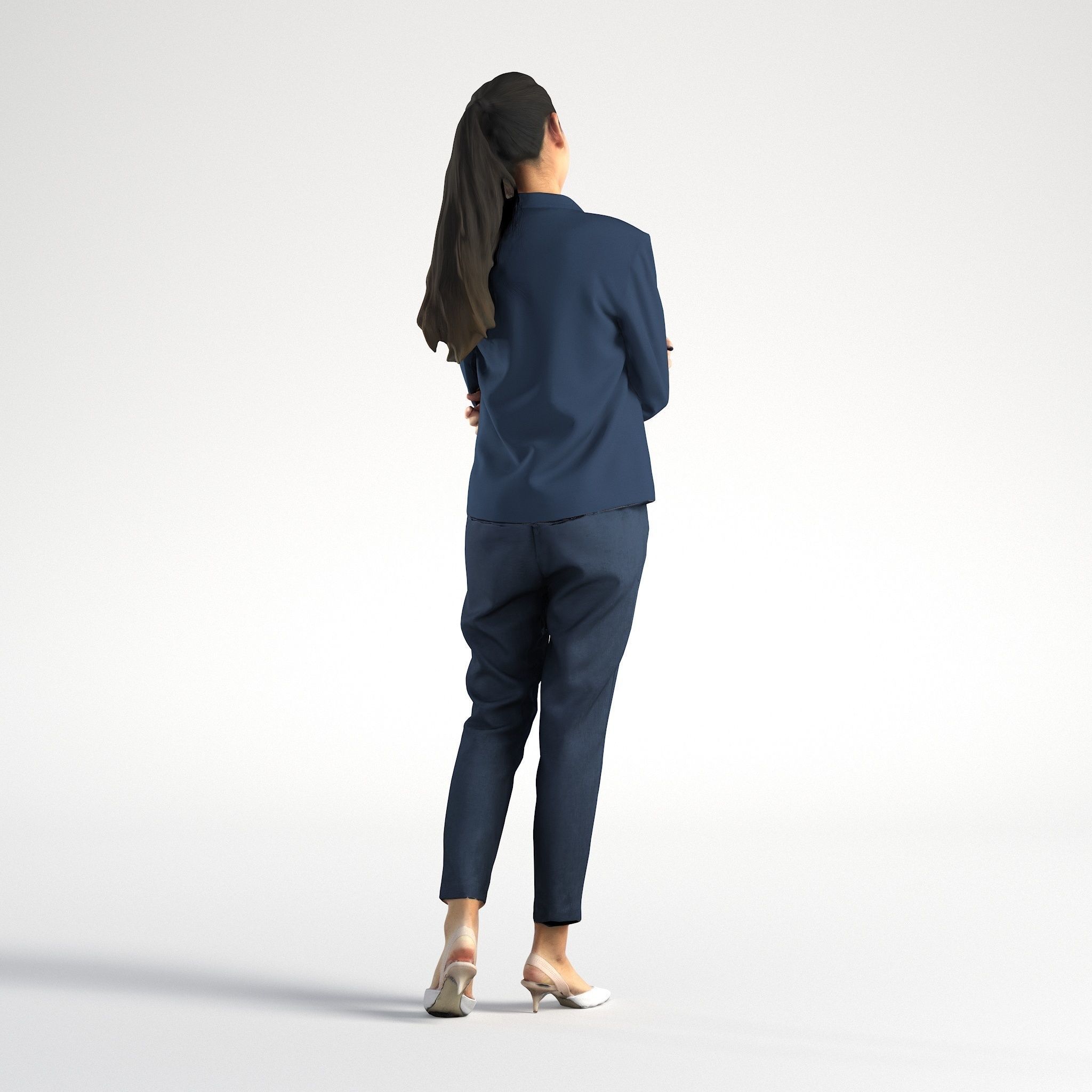 Woman Asian Business Suit Standing Low poly Emily 003 3D model_4
