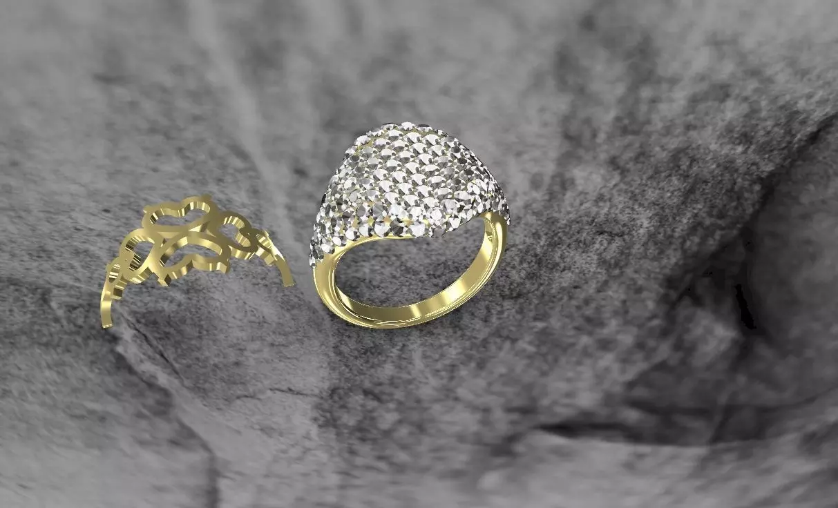 woman ring with diamonds 3D model_0