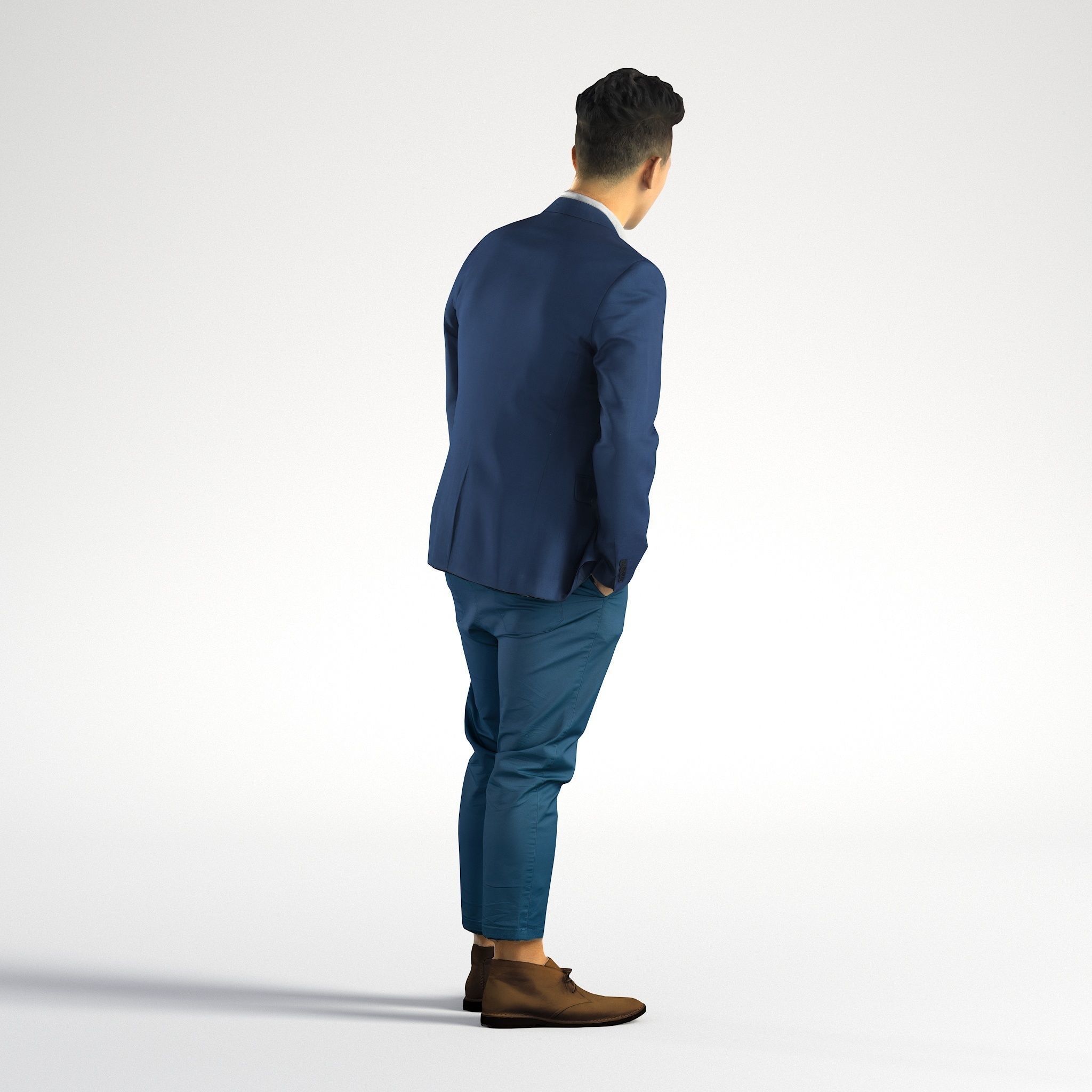 Man Asian Business Suit Standing Low poly Jake 001 3D model_2