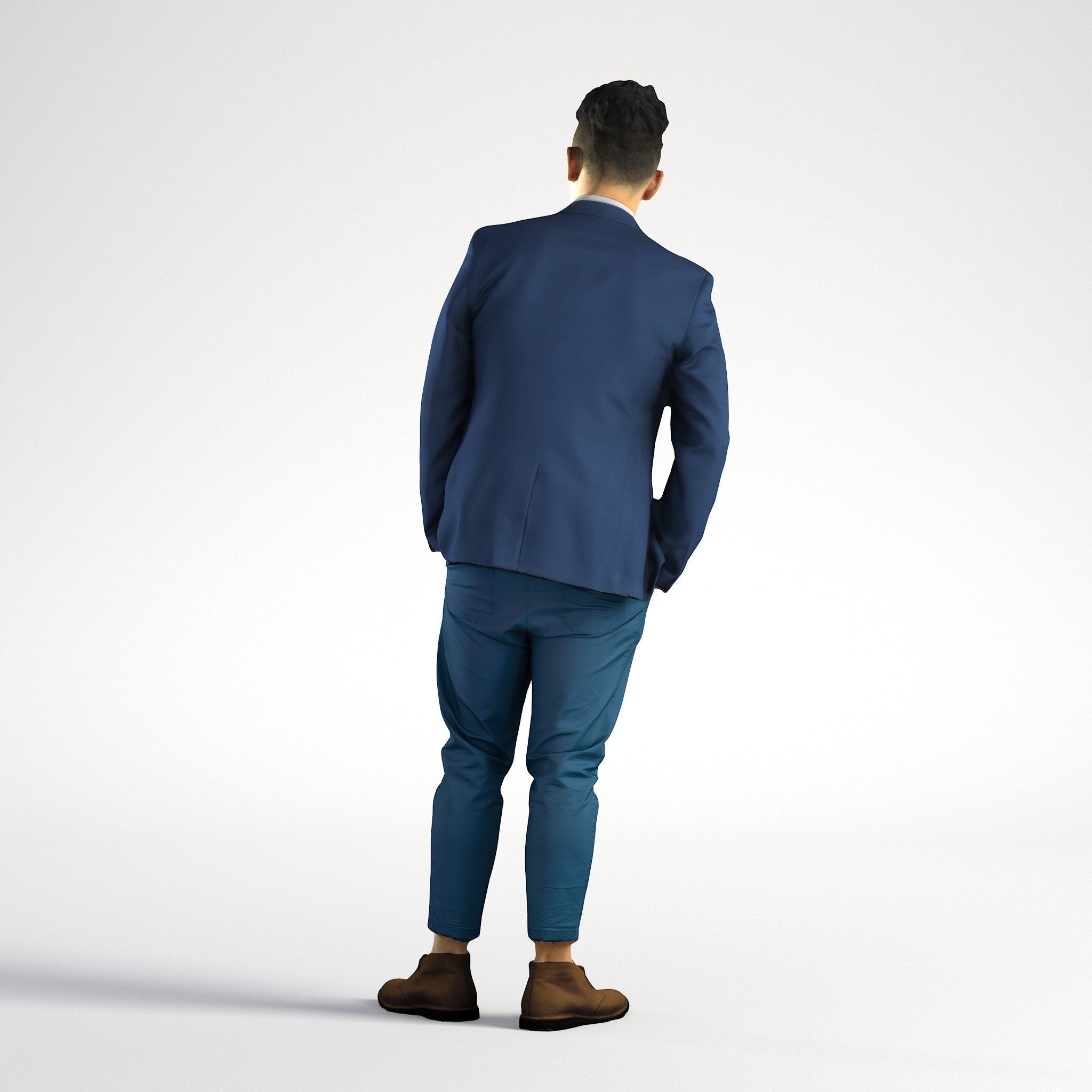 Man Asian Business Suit Standing Low poly Jake 001 3D model_3