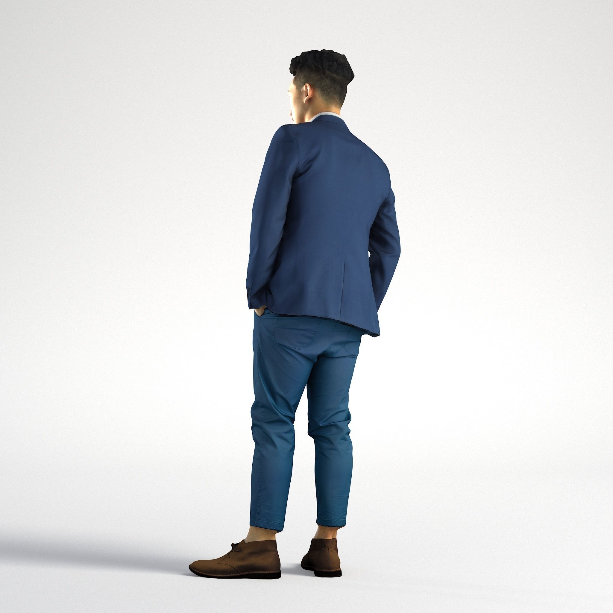 Man Asian Business Suit Standing Low poly Jake 001 3D model_4