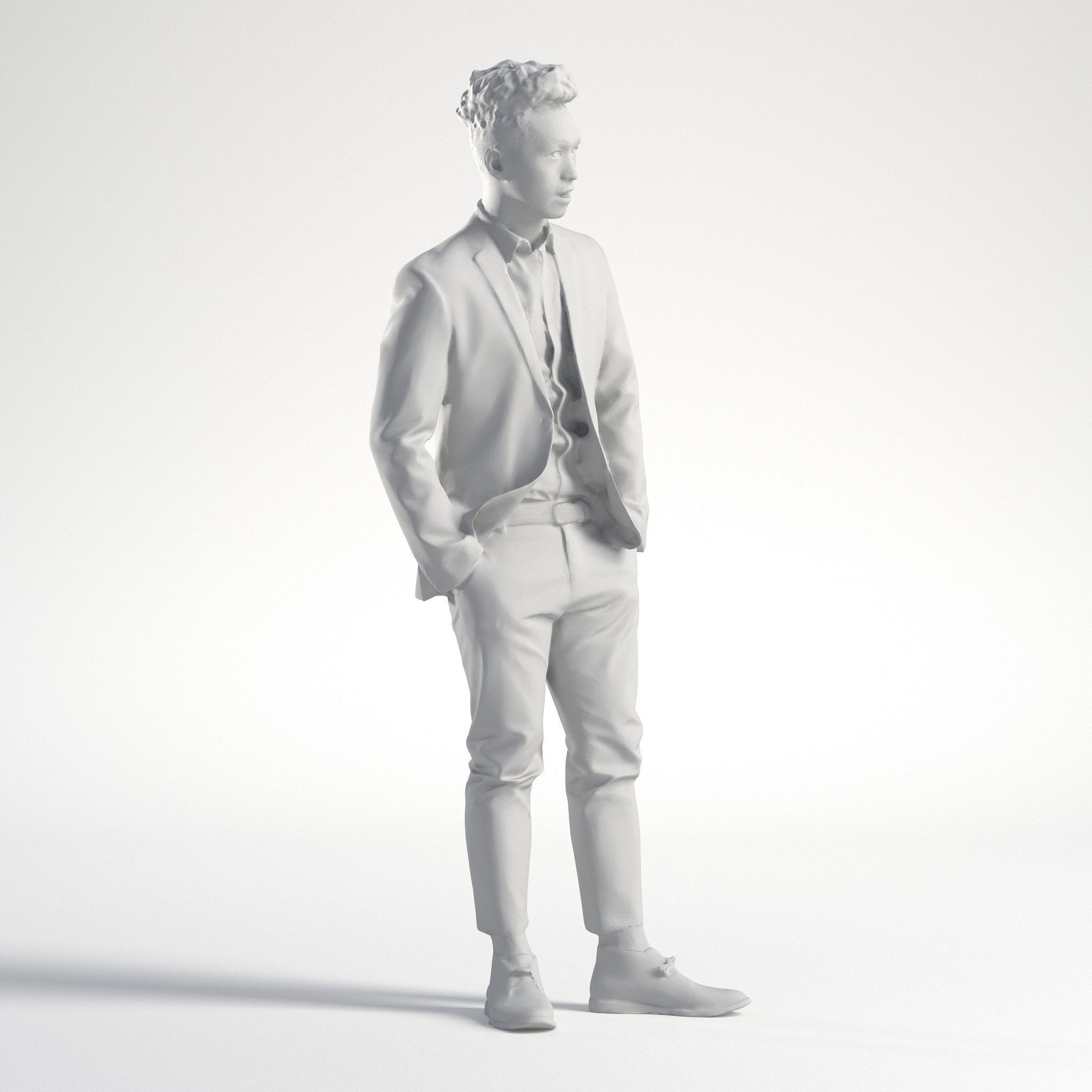 Man Asian Business Suit Standing Low poly Jake 001 3D model_8