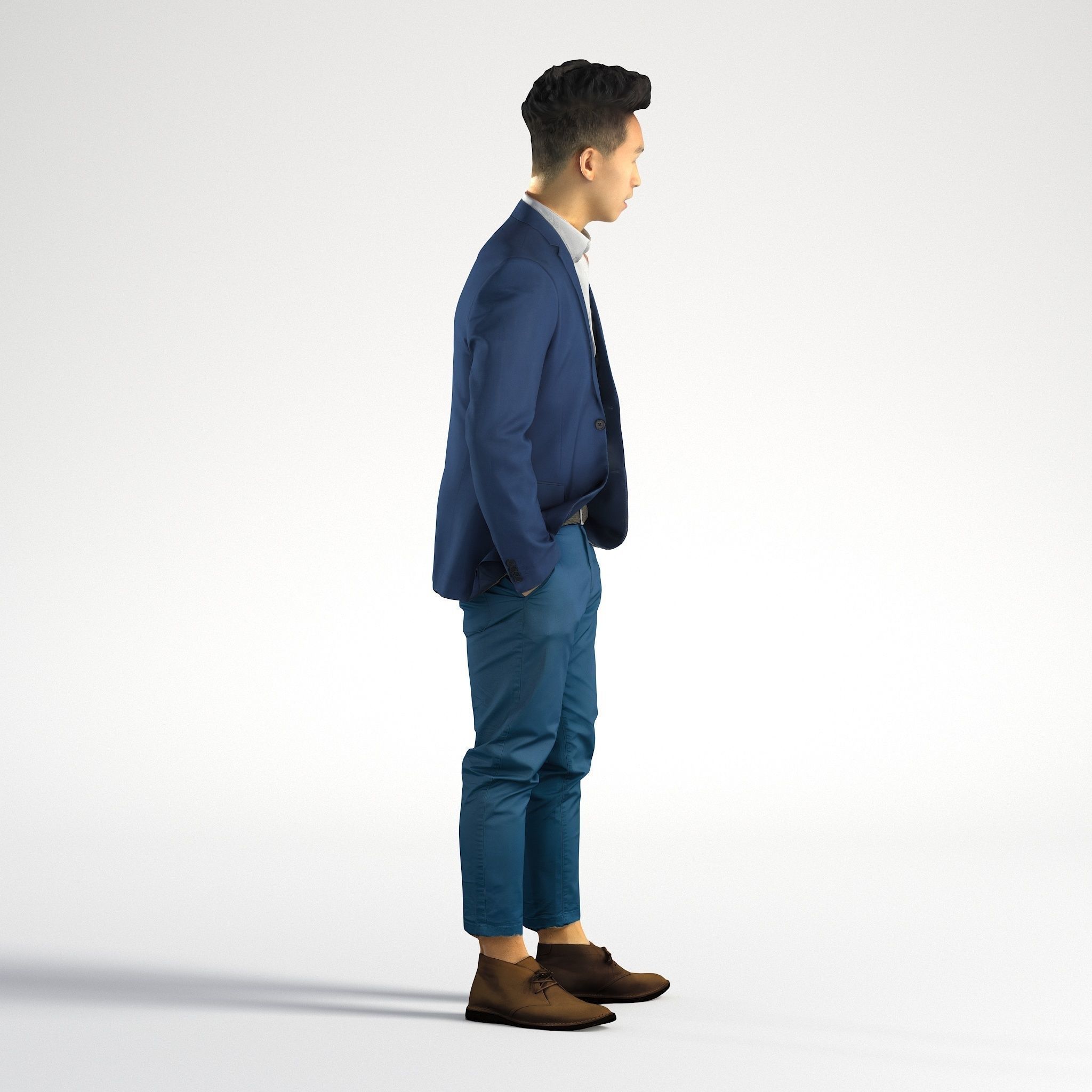 Man Asian Business Suit Standing Low poly Jake 001 3D model_1