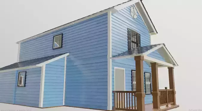 Modular house textured and well uv unwrapped Low-poly 3D model