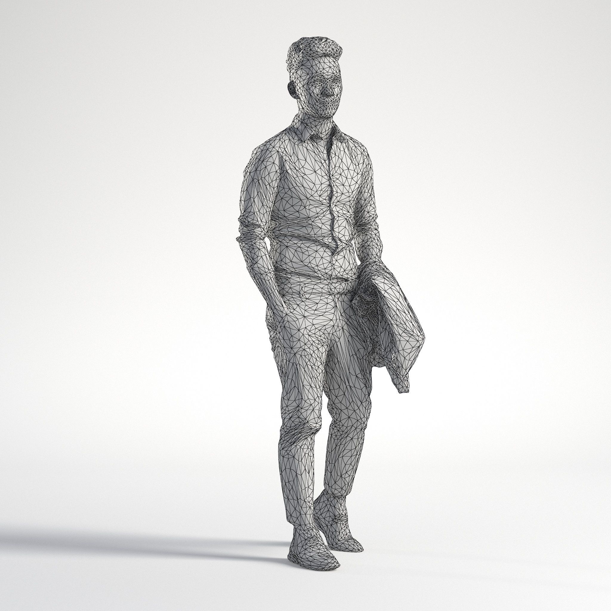 Man Asian Business Suit Walking Low poly Jake 002 3D model_9