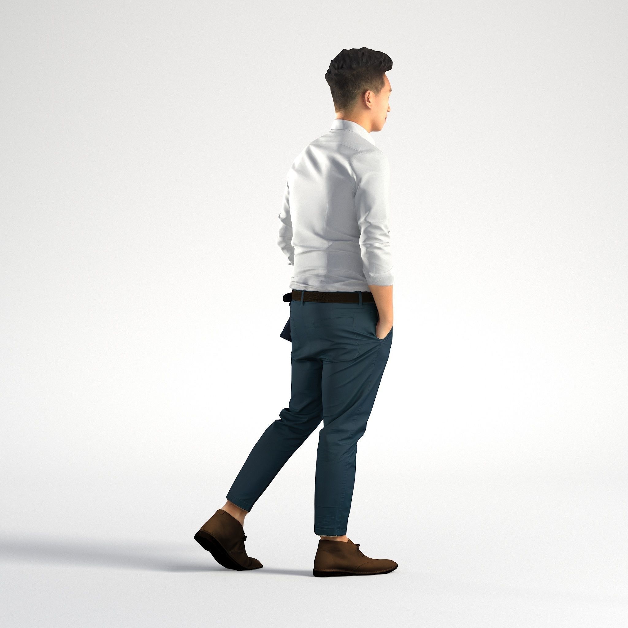 Man Asian Business Suit Walking Low poly Jake 002 3D model_2