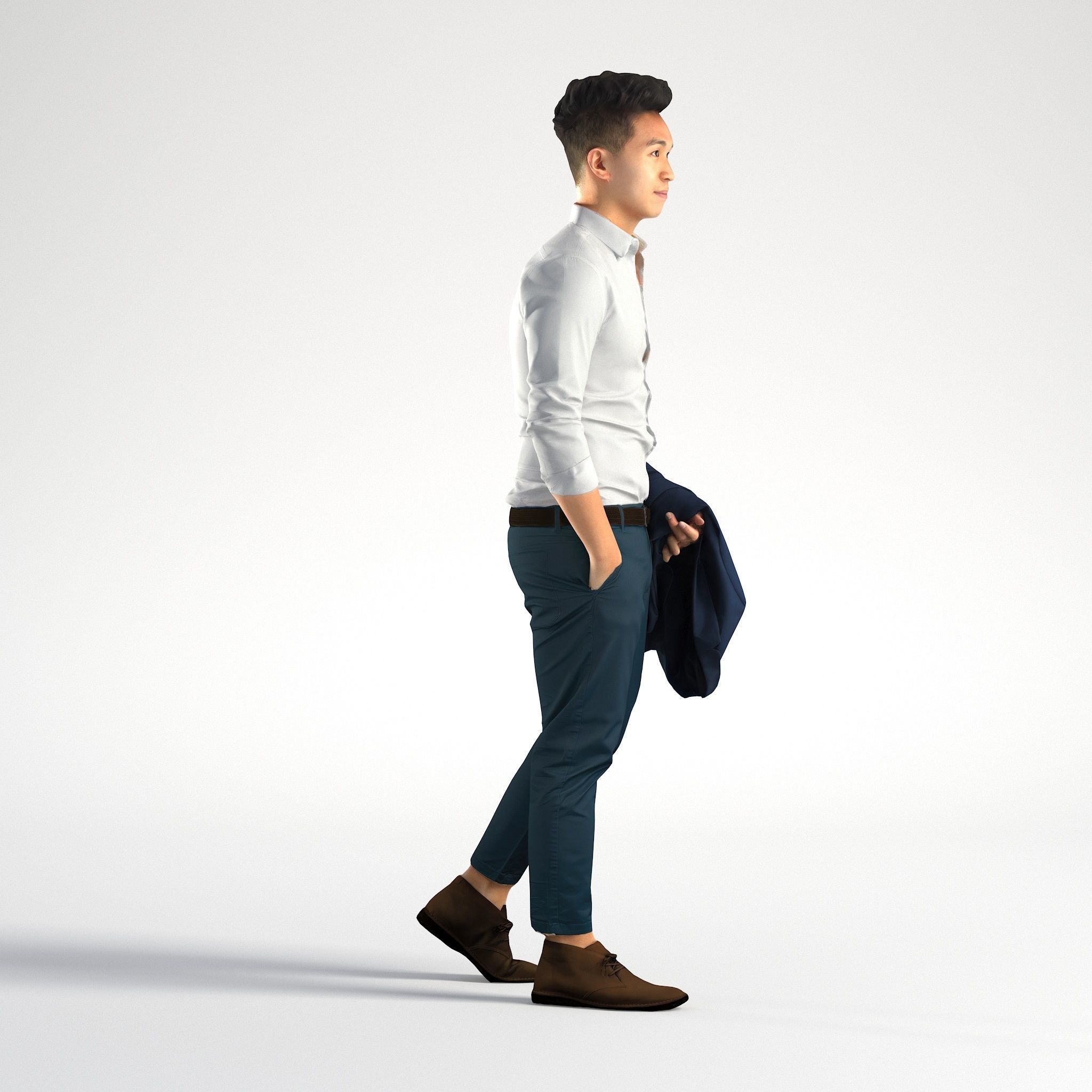 Man Asian Business Suit Walking Low poly Jake 002 3D model_1