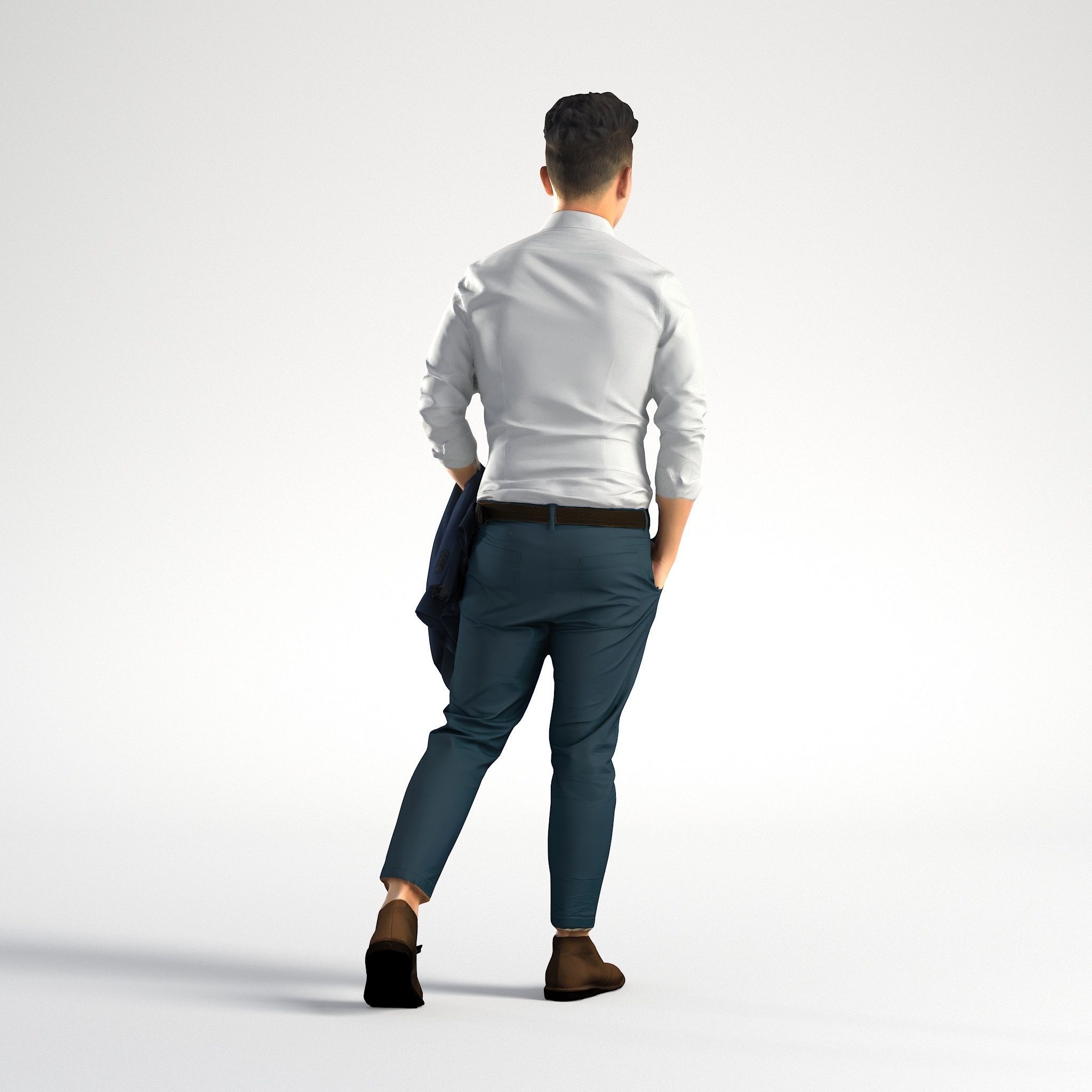 Man Asian Business Suit Walking Low poly Jake 002 3D model_3